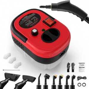 Dampfreiniger, Portable Hochdruck Handdampfreiniger, 1.2L Wassertank, Rot