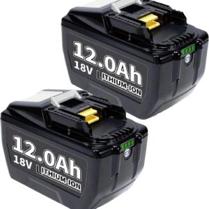 12000mAh Ersatzakku für Makita Akku 18v 12.0Ah Li-Ion Ersatzakku für Makita Akku BL1860 BL1840 BL1830 BL1860B BL1815 BL1835 BL1850B BL1845 BL1850 194205-3 LXT-400 mit LED