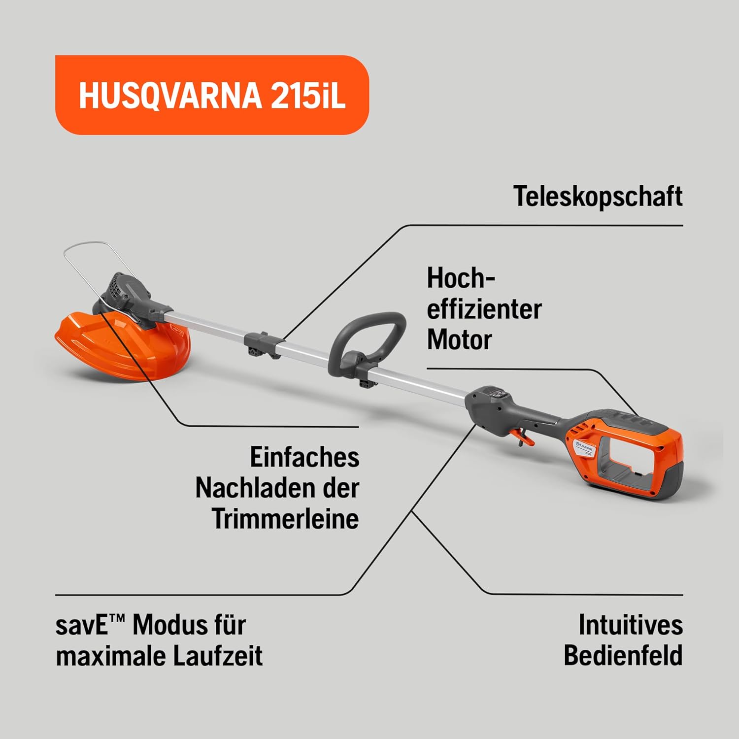 Husqvarna 215iL Rasentrimmer & 215iHD45 Heckenschere 3 Husqvarna 215iL Rasentrimmer & 215iHD45 Heckenschere – Bild 3