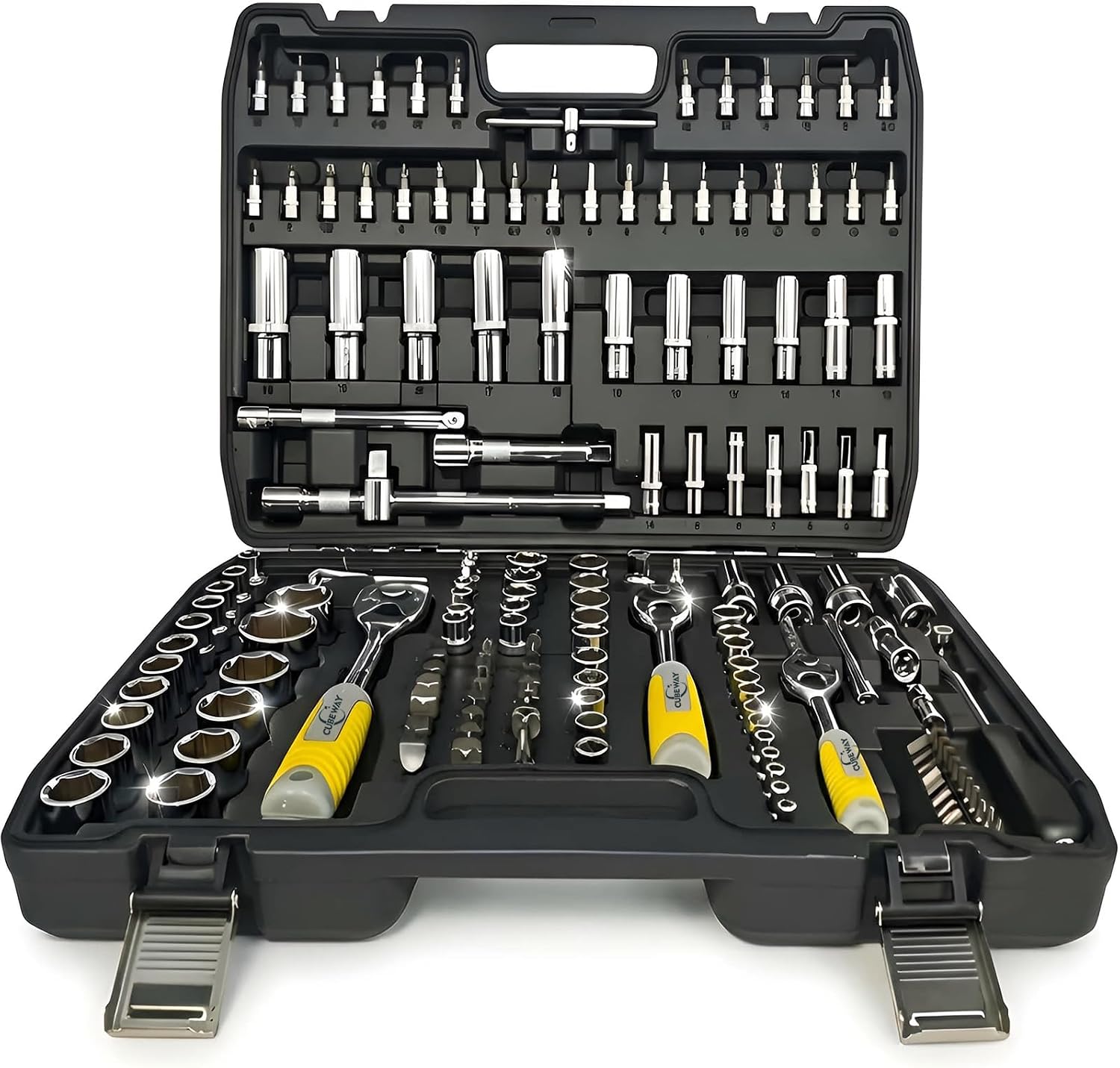 172-teiliger Steckschlüsselsatz & Ratschensatz - Professionelles Mechaniker Werkzeug Set für Kfz-Werkstatt und Hobby, Kompletter Schlüsselsatz mit 1/4", 3/8", 1/2" Antrieb 1 172-teiliger Steckschlüsselsatz & Ratschensatz - Professionelles Mechaniker Werkzeug Set für Kfz-Werkstatt und Hobby, Kompletter Schlüsselsatz mit 1/4", 3/8", 1/2" Antrieb
