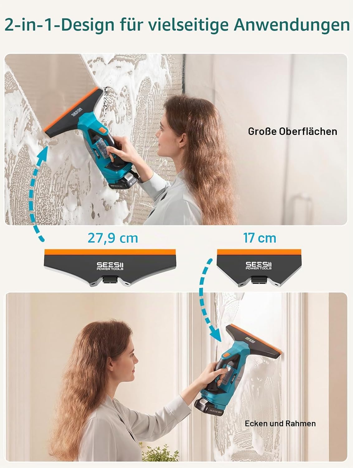 Fenstersauger mit 60 Minuten Akkulaufzeit für Fenster, Fliesen und Spiegel 4 Fenstersauger mit 60 Minuten Akkulaufzeit für Fenster, Fliesen und Spiegel – Bild 4