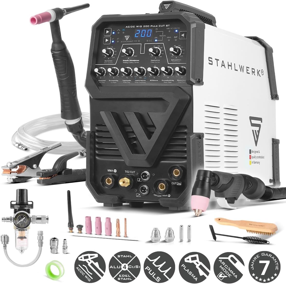 STAHLWERK Schutzgasschweißgerät 3-in-1 AC/DC WIG 200 Puls CUT ST bis 200 A 2 STAHLWERK Schutzgasschweißgerät 3-in-1 AC/DC WIG 200 Puls CUT ST bis 200 A – Bild 2
