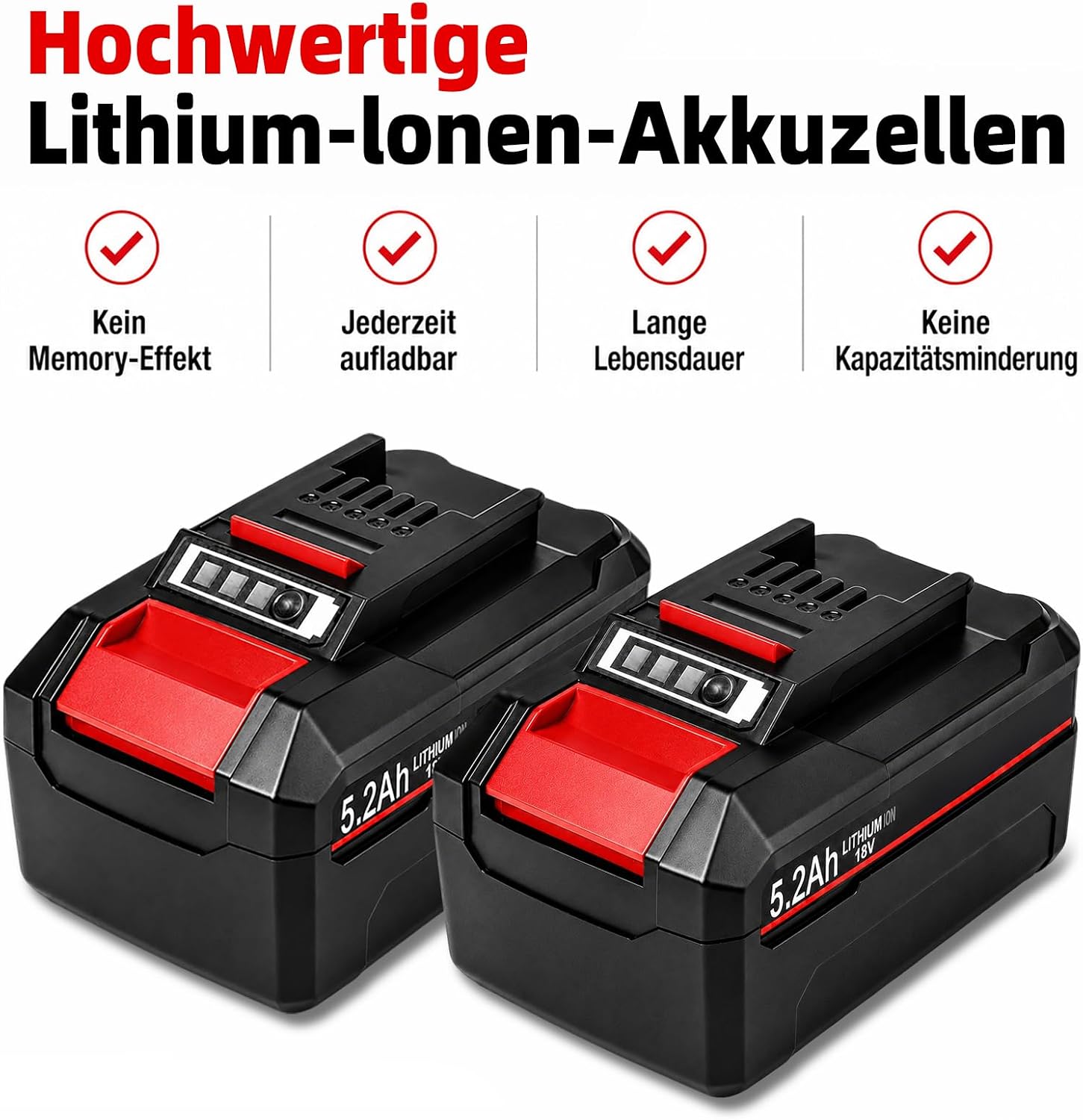 Ersatzakku 18V 5,2Ah Lithium-Ionen für Einhell, 2 Stück 5 Ersatzakku 18V 5,2Ah Lithium-Ionen für Einhell, 2 Stück – Bild 5