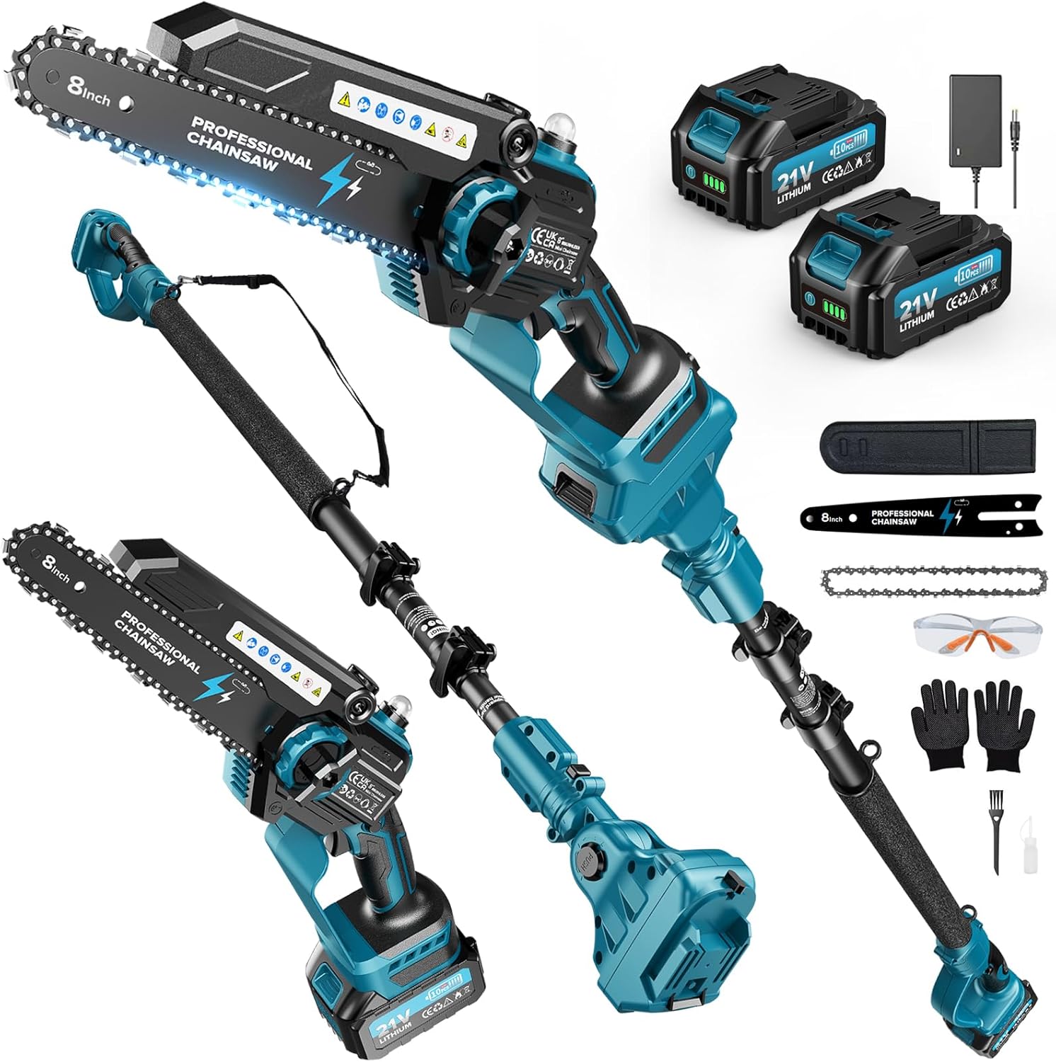 2-in-1 Mini Kettensäge 8 Zoll mit Teleskopstange, 1200W Bürstenlose Teleskop Kettensäge mit 2 Akku, 50ml Öltank, Arbeitsreichweite 4M 1 2-in-1 Mini Kettensäge 8 Zoll mit Teleskopstange, 1200W Bürstenlose Teleskop Kettensäge mit 2 Akku, 50ml Öltank, Arbeitsreichweite 4M
