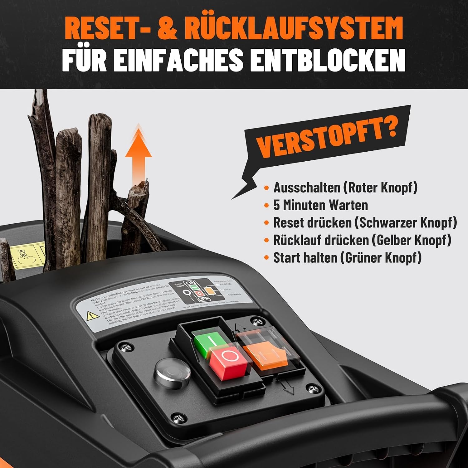 DOVAMAN GT10 Walzenhäcksler, 2800W Gartenhäcksler 5 DOVAMAN GT10 Walzenhäcksler, 2800W Gartenhäcksler – Bild 5