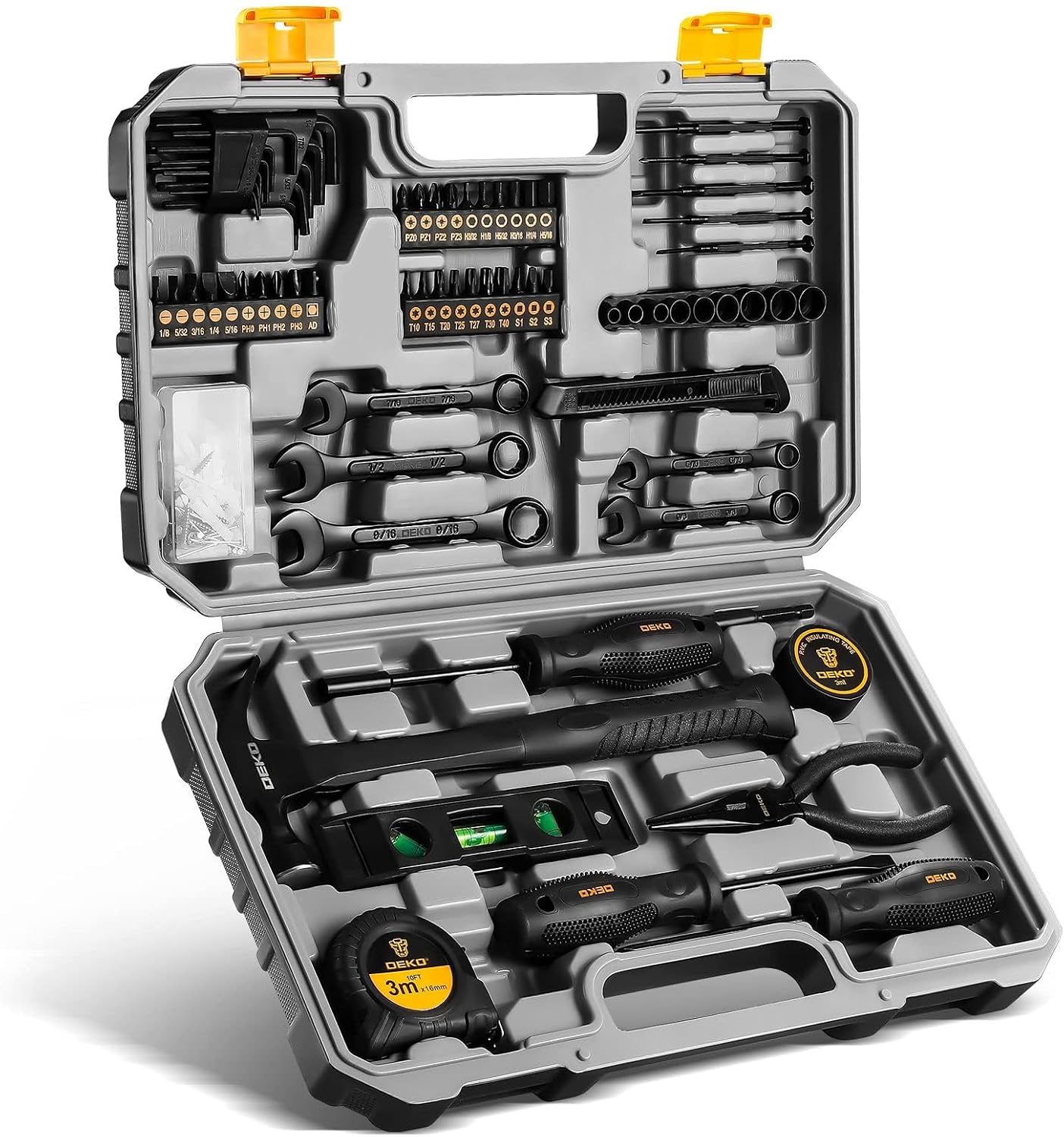 DEKO Werkzeugkiste Bestückt 148-tlg Universal Komplett mit Werkzeuge Handwerkzeug - für Damen Herren zum Haushalt Werkstatt DIY 1 DEKO Werkzeugkiste Bestückt 148-tlg Universal Komplett mit Werkzeuge Handwerkzeug - für Damen Herren zum Haushalt Werkstatt DIY