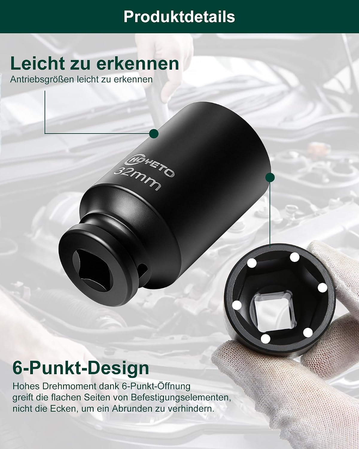 35-Tlg 1/2-Zoll Schlagschrauber Nüsse Satz, Tiefe & Flache Sechskant 4 35-Tlg 1/2-Zoll Schlagschrauber Nüsse Satz, Tiefe & Flache Sechskant – Bild 4