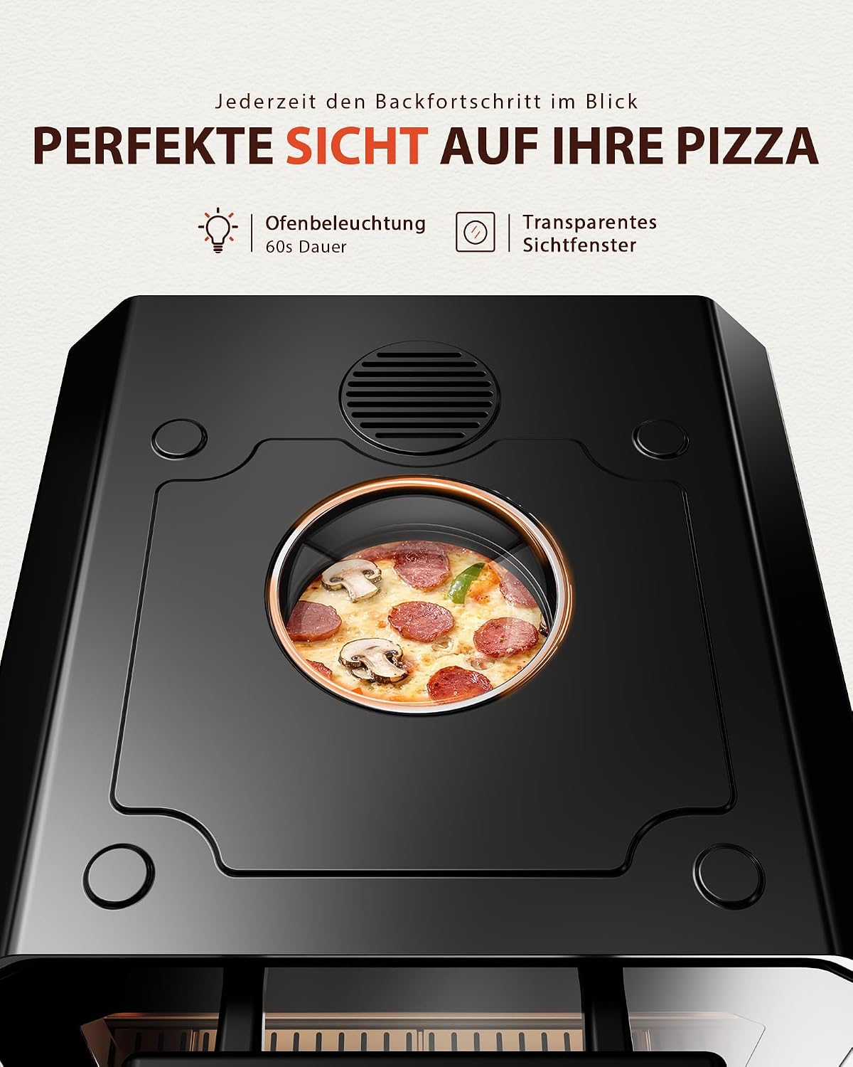 Elektrischer Pizzaofen 450 °C mit Sichtfenster & Innenbeleuchtung 3 Elektrischer Pizzaofen 450 °C mit Sichtfenster & Innenbeleuchtung – Bild 3