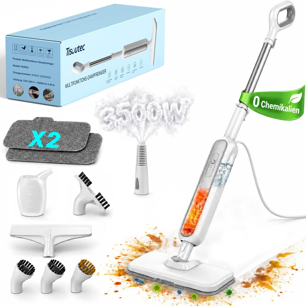 Dampfreiniger 3500W, 9-in-1 Dampfreiniger Handgerät, 99,99% Keimabtötung, ohne Chemikalien, 15 Sek Aufheizzeit, 275 ml Tank, 3-stufige Temperaturregelung, für Böden, Teppiche, Fliesen und Grill 1 Dampfreiniger 3500W, 9-in-1 Dampfreiniger Handgerät, 99,99% Keimabtötung, ohne Chemikalien, 15 Sek Aufheizzeit, 275 ml Tank, 3-stufige Temperaturregelung, für Böden, Teppiche, Fliesen und Grill