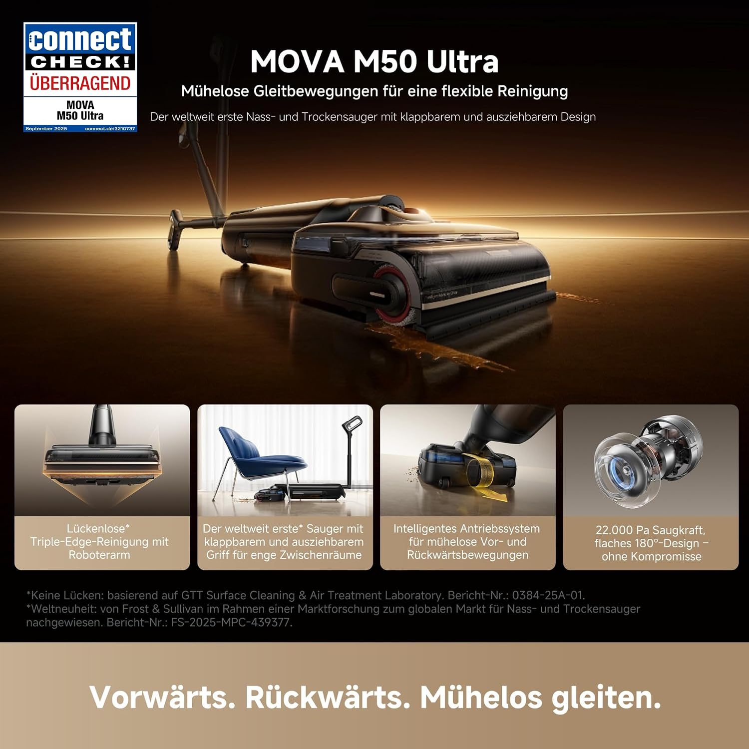 MOVA M50 Ultra Nass- und Trockensauger, 22.000Pa, Roboterarm 0 Spalt 2 MOVA M50 Ultra Nass- und Trockensauger, 22.000Pa, Roboterarm 0 Spalt – Bild 2