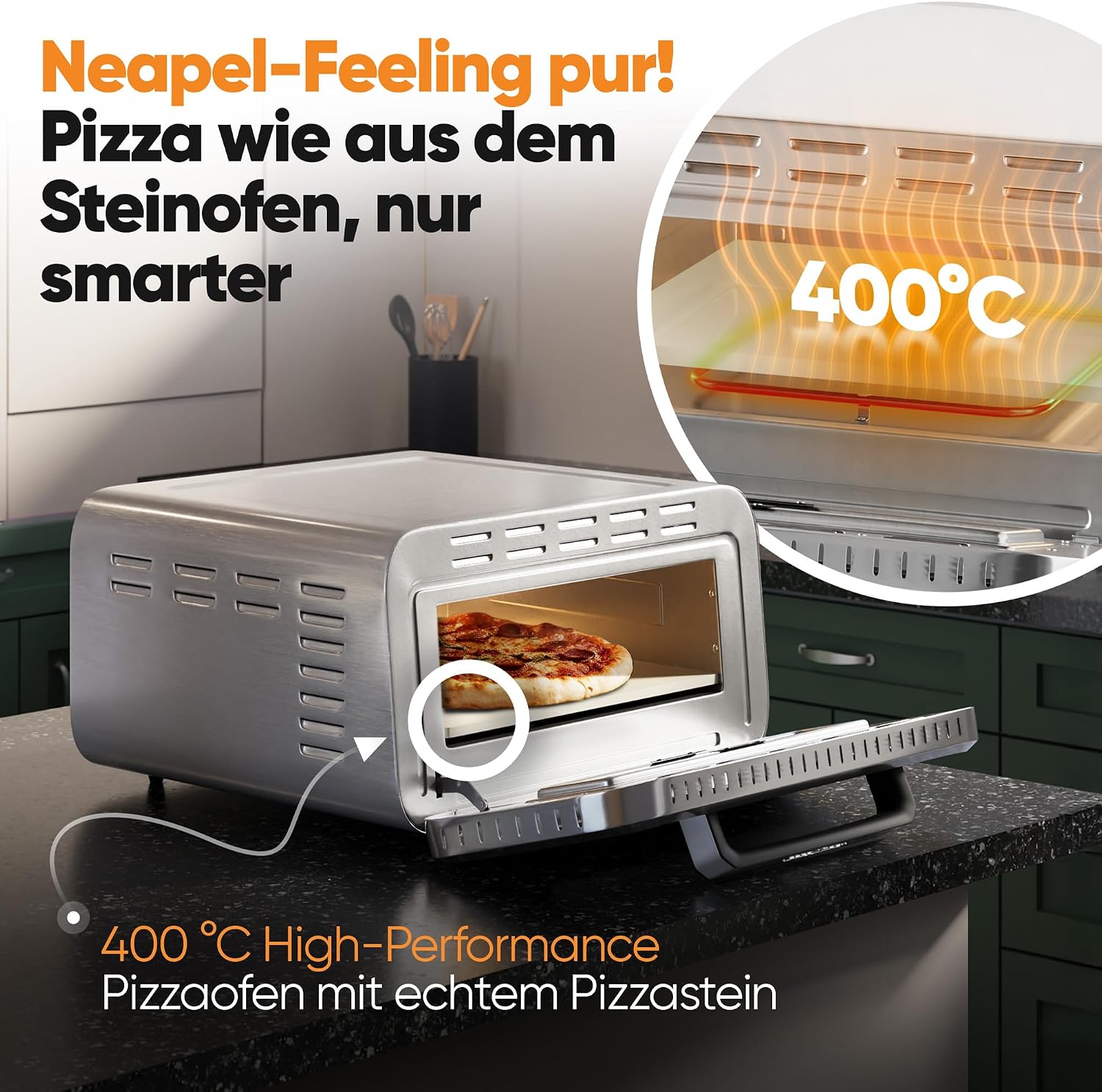 ProfiCook® Pizzaofen elektrisch | 400°C | echter Pizzastein | inkl. Pizzaheber | variable Zeit und Temperatureinstellung | Pizza Ofen Elektro | für Pizza in unter 5 min. | Pizzamaker | PC PO 1323 2 ProfiCook® Pizzaofen elektrisch | 400°C | echter Pizzastein | inkl. Pizzaheber | variable Zeit und Temperatureinstellung | Pizza Ofen Elektro | für Pizza in unter 5 min. | Pizzamaker | PC PO 1323 – Bild 2