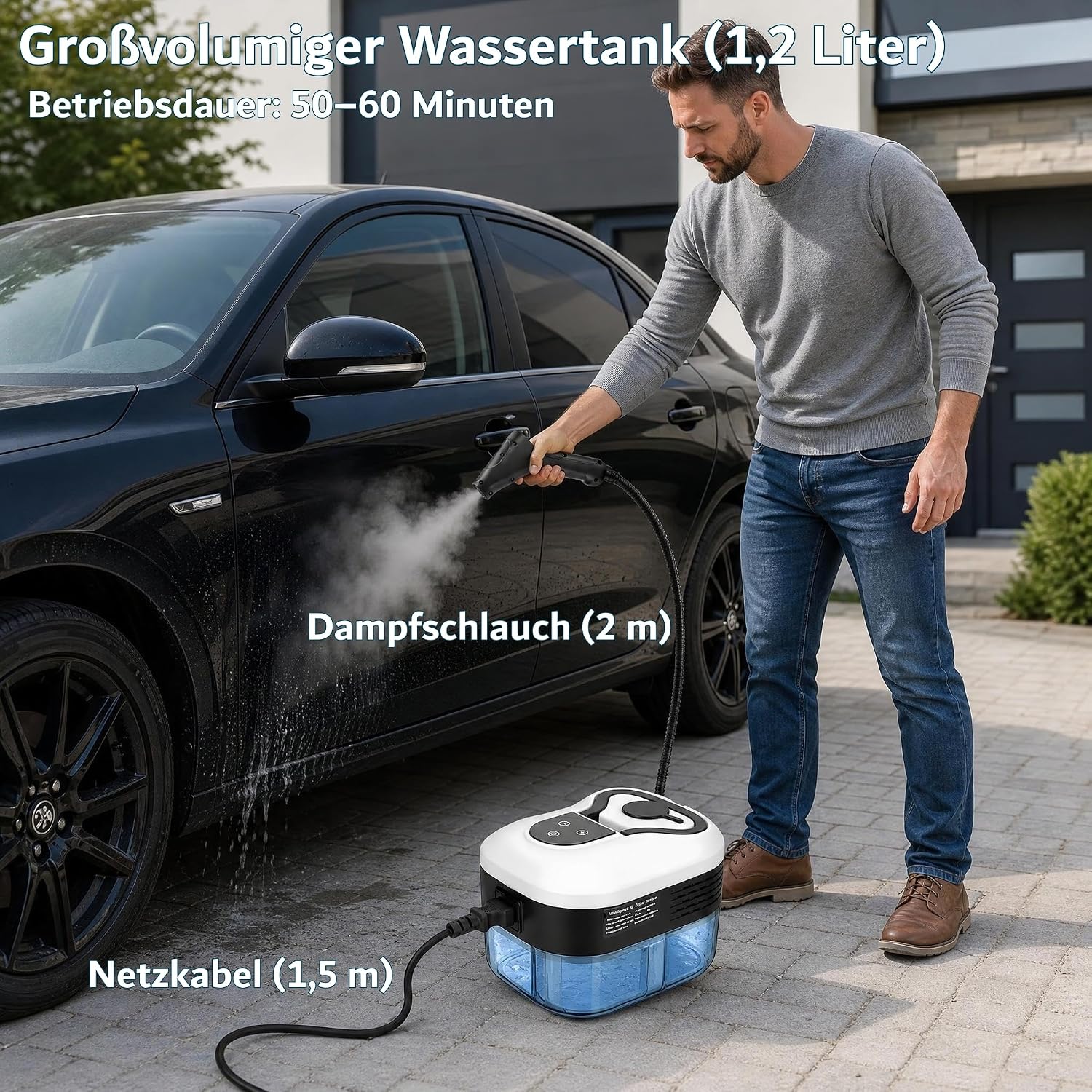 Dampfreiniger Handgerät für alles 2500W, 15s Heizung, 6 stufig 3 Dampfreiniger Handgerät für alles 2500W, 15s Heizung, 6 stufig – Bild 3