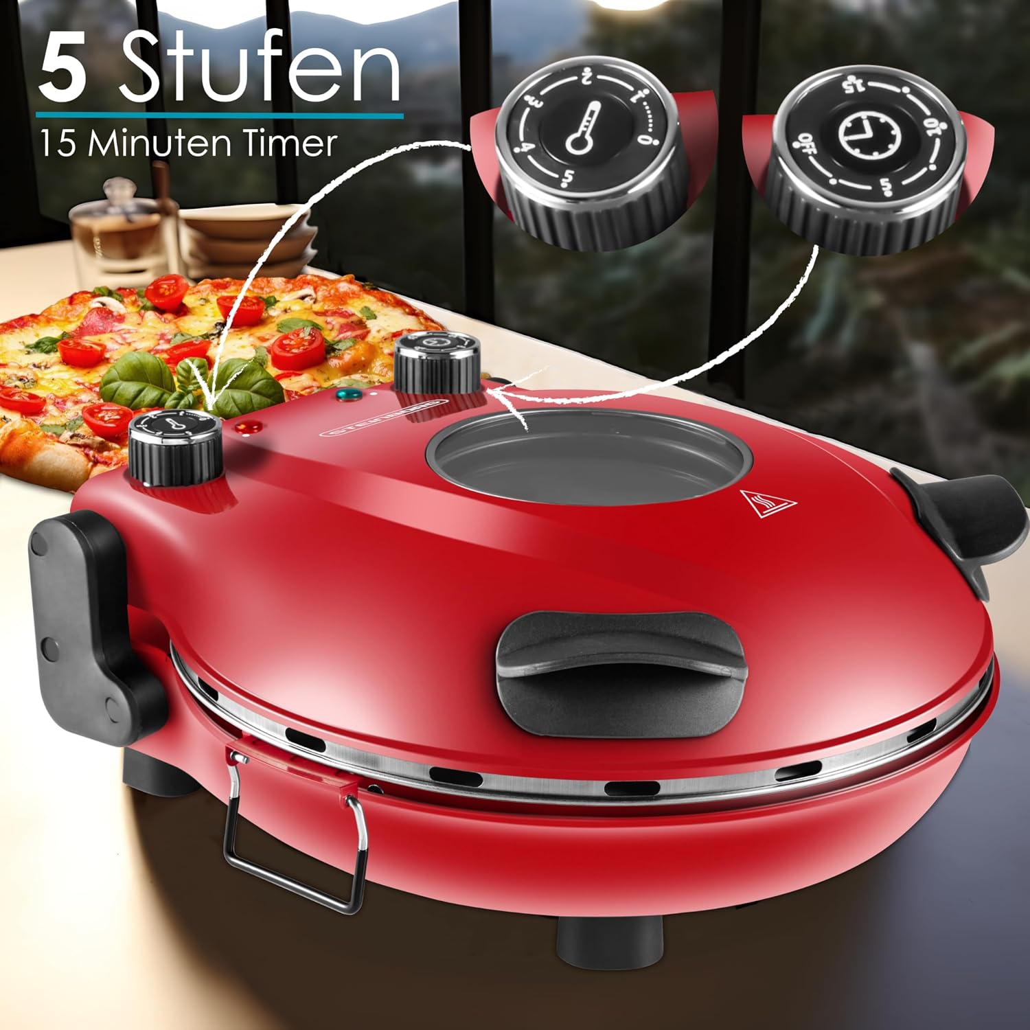 Pizzaofen elektrisch mit 32 cm Pizzastein | 390°C | Pizzabackofen | Pizza-Backstation | Elektrischer Pizzagrill | Pizzabackmaschine | Timer | 5 Stufen | 1200 Watt | Pizza Bräter | Pizzaofenherd 4 Pizzaofen elektrisch mit 32 cm Pizzastein | 390°C | Pizzabackofen | Pizza-Backstation | Elektrischer Pizzagrill | Pizzabackmaschine | Timer | 5 Stufen | 1200 Watt | Pizza Bräter | Pizzaofenherd – Bild 4