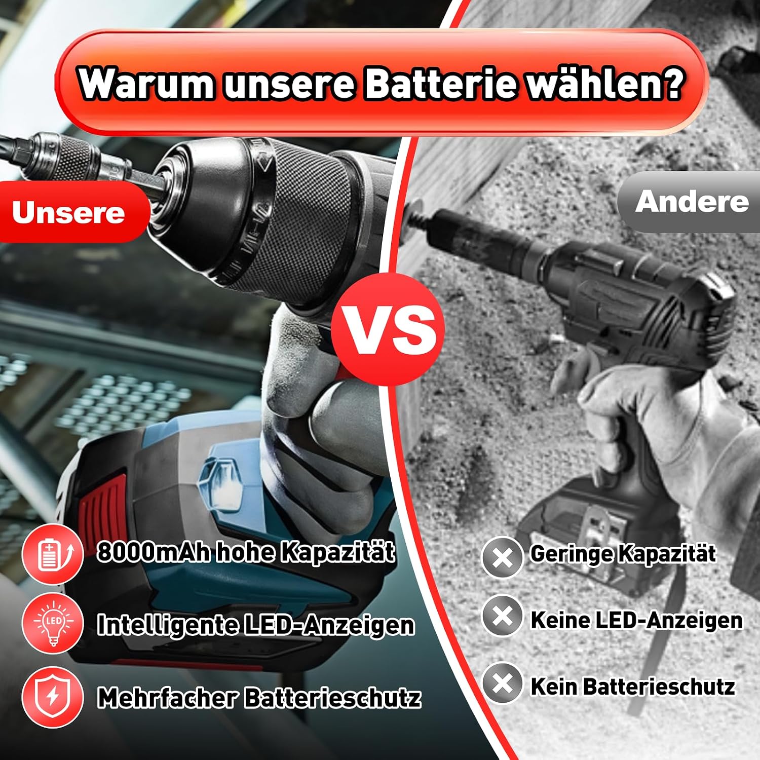 5X 8.0Ah Li-Ion Ersatzakku für Bosch Akku 18V GBA mit LED Indikator 5 5X 8.0Ah Li-Ion Ersatzakku für Bosch Akku 18V GBA mit LED Indikator – Bild 5