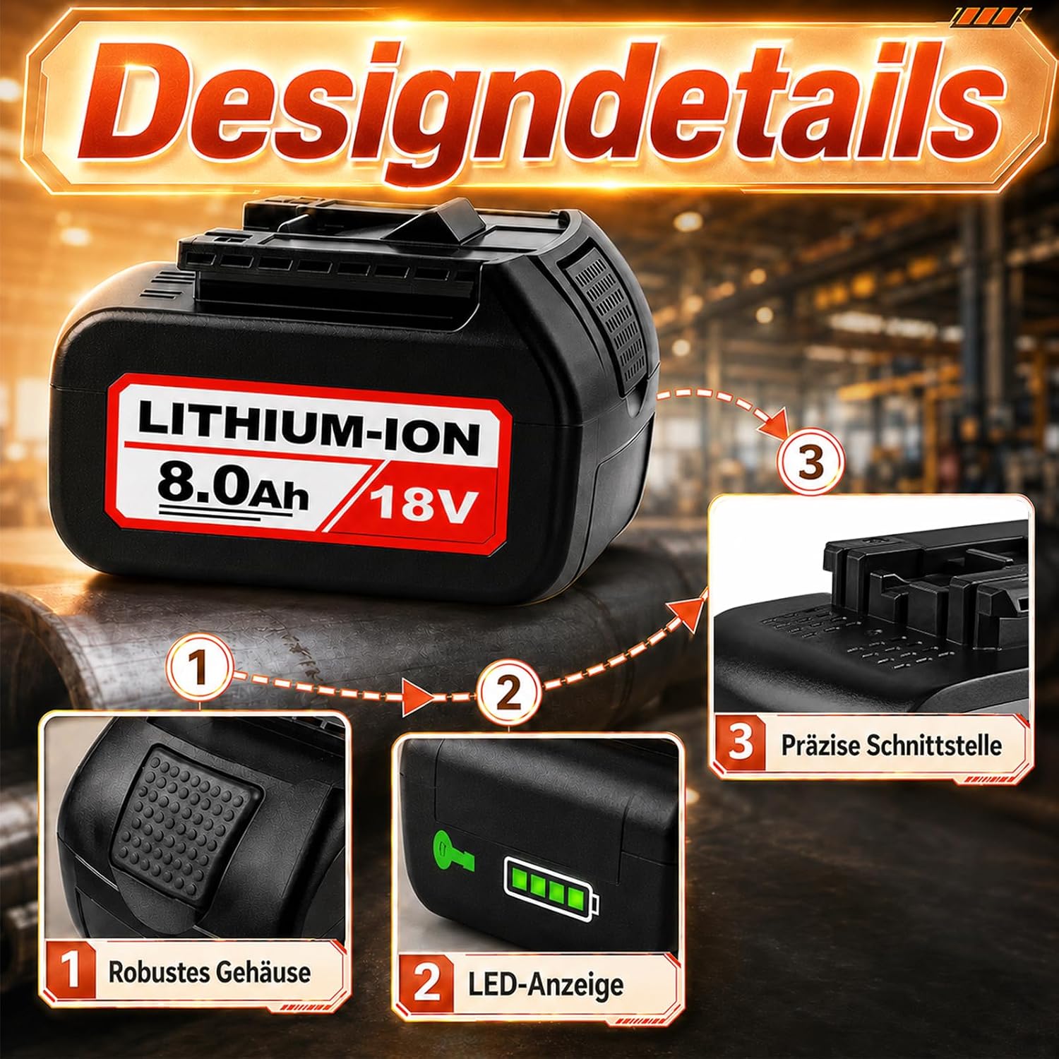 Cafonil 4X 8.0Ah Li-Ion Akku für Bosch 18V, Ersatzakku für Bosch BAT618 3 Cafonil 4X 8.0Ah Li-Ion Akku für Bosch 18V, Ersatzakku für Bosch BAT618 – Bild 3