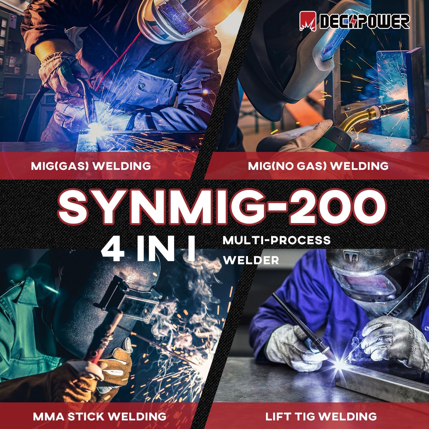 Decapower SYNMIG 200 A Schweißgerät MIG mit Gas, Synergie MMA MIG MAG FLUX LIFT TIG 4-in-1 Schweißgerät (SYNMIG-TYPE2) 2 Decapower SYNMIG 200 A Schweißgerät MIG mit Gas, Synergie MMA MIG MAG FLUX LIFT TIG 4-in-1 Schweißgerät (SYNMIG-TYPE2) – Bild 2