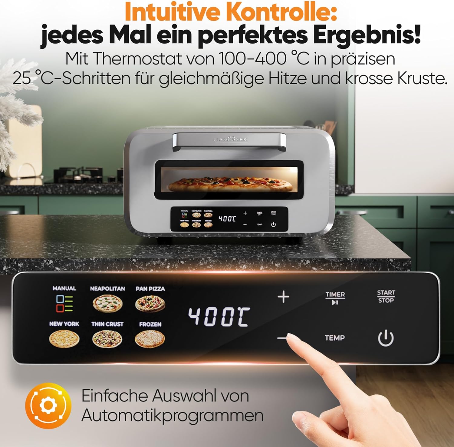 ProfiCook® Pizzaofen elektrisch | 400°C | echter Pizzastein | inkl. Pizzaheber | variable Zeit und Temperatureinstellung | Pizza Ofen Elektro | für Pizza in unter 5 min. | Pizzamaker | PC PO 1323 4 ProfiCook® Pizzaofen elektrisch | 400°C | echter Pizzastein | inkl. Pizzaheber | variable Zeit und Temperatureinstellung | Pizza Ofen Elektro | für Pizza in unter 5 min. | Pizzamaker | PC PO 1323 – Bild 4