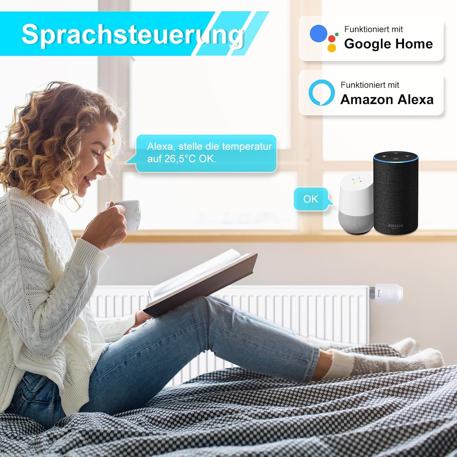 SALCAR Smartes Heizkörperthermostat WiFi TRV603 Thermostat Heizung Kompatibel mit Amazon Alexa & Google Assistant Programmierbar Heizungsthermostat Tuya Smartes Heizkörper kein Gateway erforderlich 4 SALCAR Smartes Heizkörperthermostat WiFi TRV603 Thermostat Heizung Kompatibel mit Amazon Alexa & Google Assistant Programmierbar Heizungsthermostat Tuya Smartes Heizkörper kein Gateway erforderlich – Bild 4