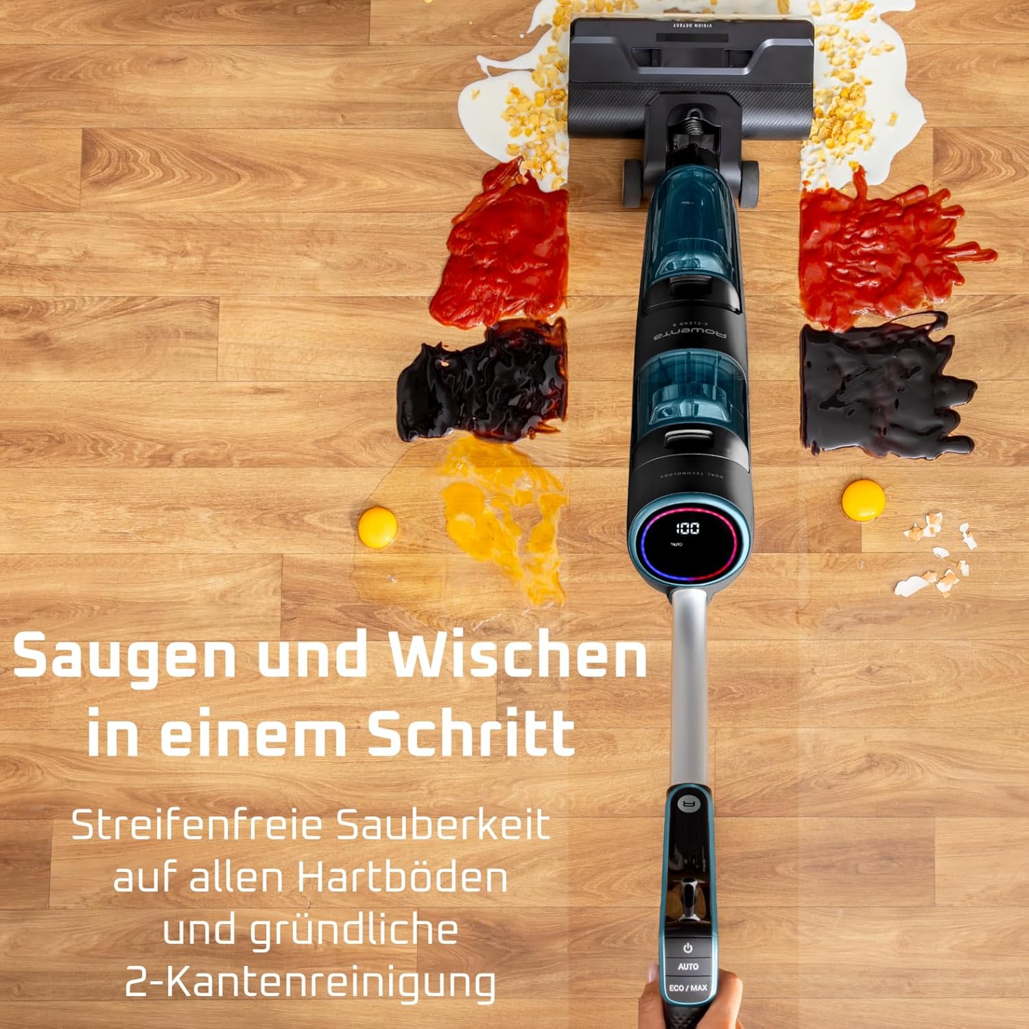 Rowenta X-Clean 5 kabelloser Akku-Nass-Trockensauger, selbstreinigend, nur 1,1 kg in der Hand, Sprachassistenz, LED-Anzeige, 170 Watt, 50 Min. Laufzeit, Schwarz/Blau, GZ5555EE 2 Rowenta X-Clean 5 kabelloser Akku-Nass-Trockensauger, selbstreinigend, nur 1,1 kg in der Hand, Sprachassistenz, LED-Anzeige, 170 Watt, 50 Min. Laufzeit, Schwarz/Blau, GZ5555EE – Bild 2