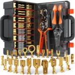 SOMELINE Crimpzangen Set, 24 Arten [0,25-2,5mm²] Flachsteckhülsen Set mit Abisolierzange, Flachsteckhülsenzange, Spade Steckverbinder Krimpzange, Crimp Zange, Crimpwerkzeug, Crimp Tool, Presszange
