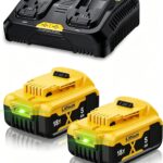 2Stück 5000mAh Ersatzakku für Dewalt Akku 18V + 6A DCB115 Ersatz für Dewalt Ladegerät XR DCB182 DCB184 DCB200 DCB101 DCB105 DCB107 DCB112 DCB203 DCB115 mit LED-Anzeige