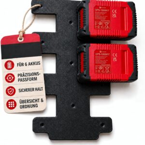 Wandhalterung für Einhell Akkus, 6-Fach 18V Akkuhalter