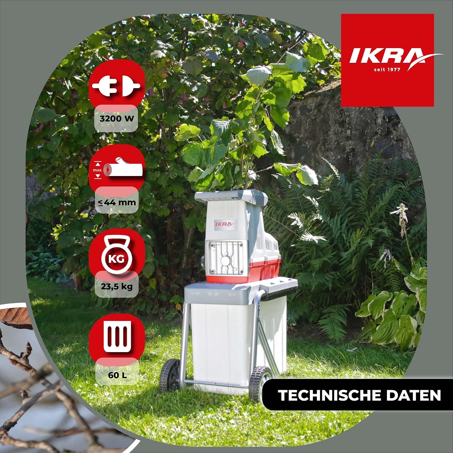 IKRA Elektro Gartenhäcksler Walzenhäcksler ILH 3200A, Aststärke bis 44mm 5 IKRA Elektro Gartenhäcksler Walzenhäcksler ILH 3200A, Aststärke bis 44mm – Bild 5