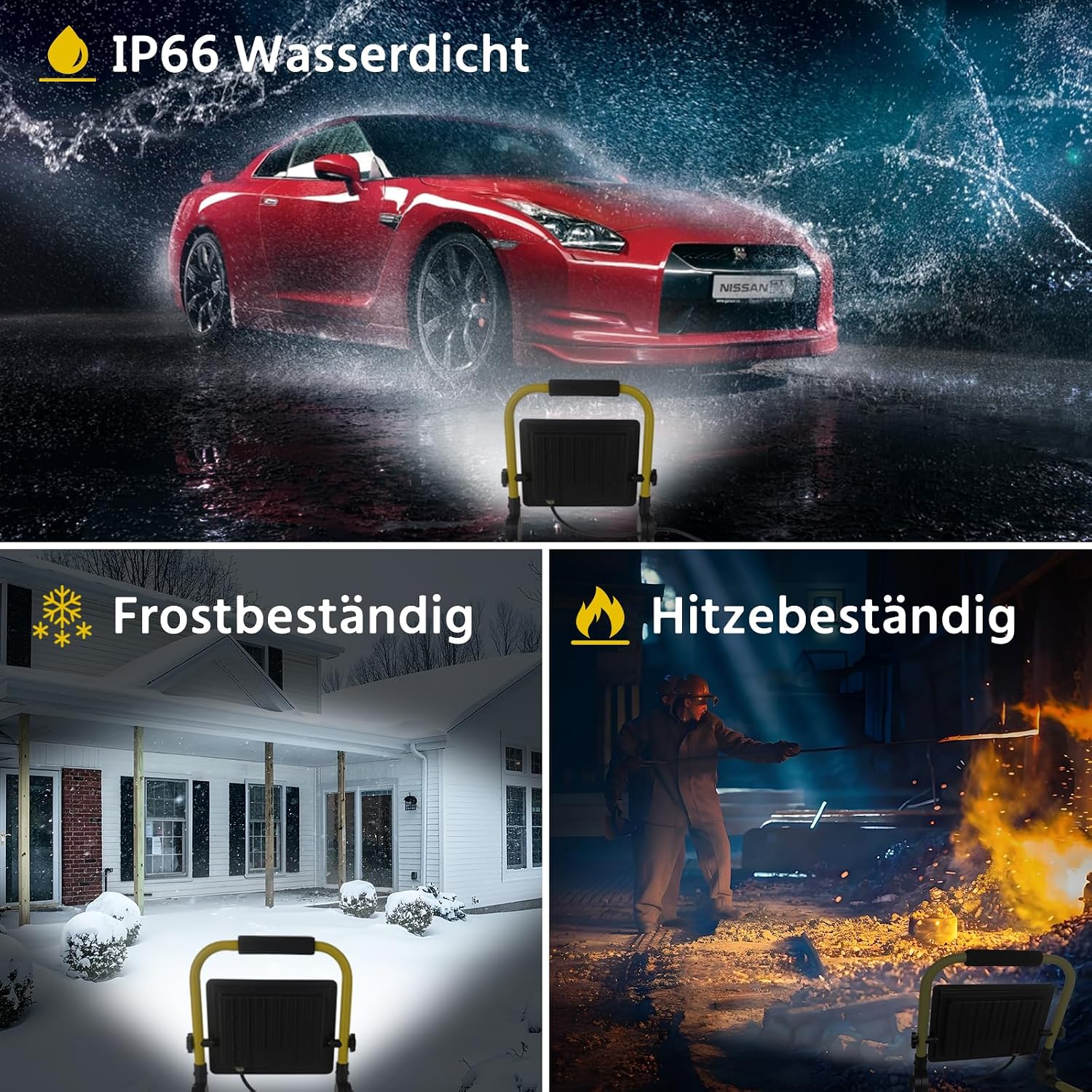 200W Led Baustrahler,21600 LM Superhelle Arbeitsleuchte,Tragbares Baustrahler,6000k TageslichtWeiß,Ip66 Wasserdicht,Eu-Stecker Bauleuchten mit 3.5M Kabel und Schalter für Werkstatt,Garage,Garten 5 200W Led Baustrahler,21600 LM Superhelle Arbeitsleuchte,Tragbares Baustrahler,6000k TageslichtWeiß,Ip66 Wasserdicht,Eu-Stecker Bauleuchten mit 3.5M Kabel und Schalter für Werkstatt,Garage,Garten – Bild 5
