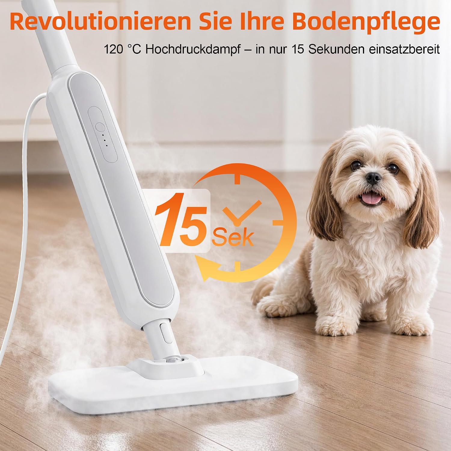 Dampfreiniger 3500W, 9-in-1 Dampfreiniger Handgerät, 99,99% Keimabtötung, ohne Chemikalien, 15 Sek Aufheizzeit, 275 ml Tank, 3-stufige Temperaturregelung, für Böden, Teppiche, Fliesen und Grill 4 Dampfreiniger 3500W, 9-in-1 Dampfreiniger Handgerät, 99,99% Keimabtötung, ohne Chemikalien, 15 Sek Aufheizzeit, 275 ml Tank, 3-stufige Temperaturregelung, für Böden, Teppiche, Fliesen und Grill – Bild 4