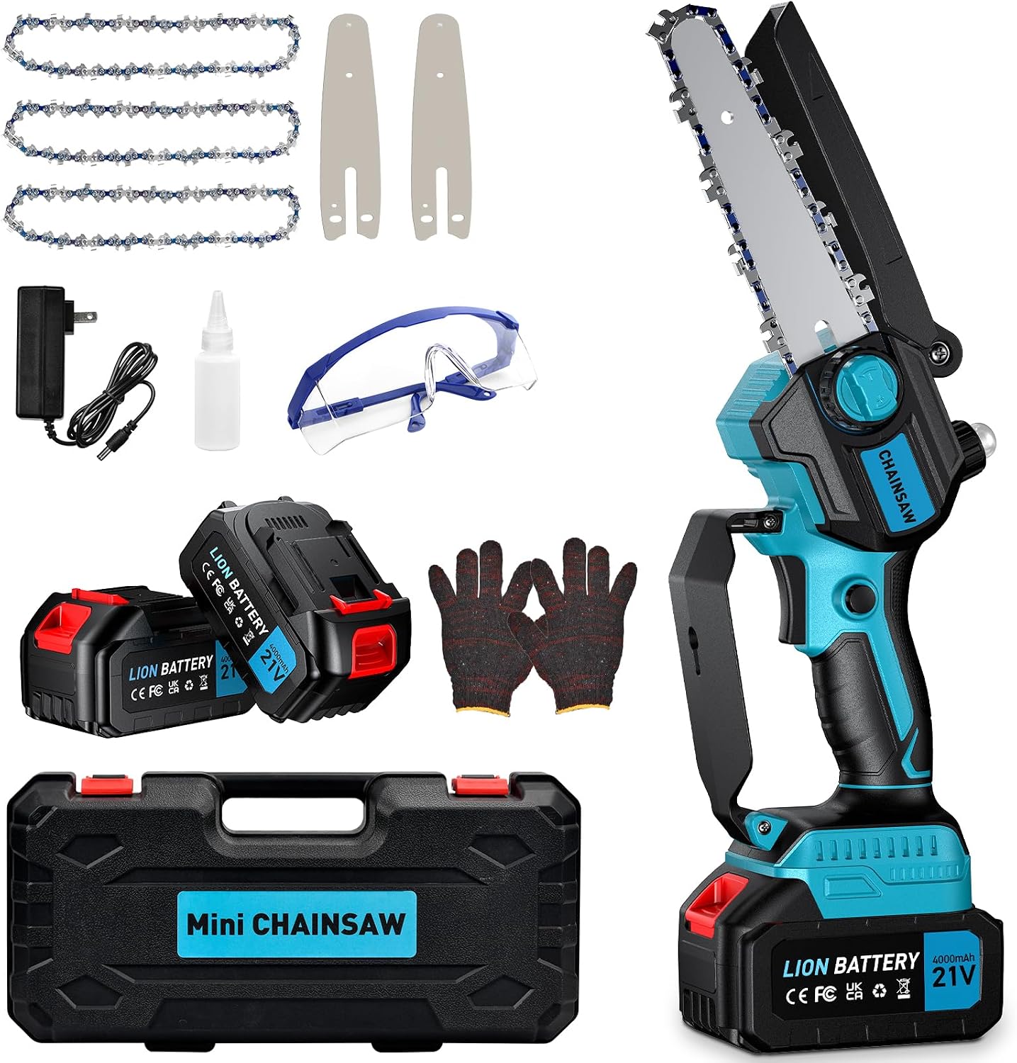 Mini Kettensäge mit Akku 2x4000mAh 6 Zoll, Handkettensäge Akku Bürstenloser Motor, Astsäge Akku mit Automatischer Öler, für Garten Baumschnitt Schere und Schneiden 1 Mini Kettensäge mit Akku 2x4000mAh 6 Zoll, Handkettensäge Akku Bürstenloser Motor, Astsäge Akku mit Automatischer Öler, für Garten Baumschnitt Schere und Schneiden