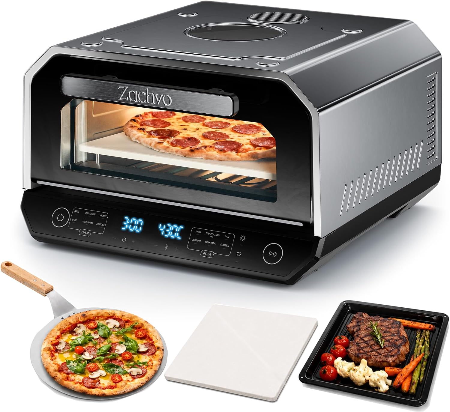 Elektrischer Pizzaofen 450 °C mit Sichtfenster & Innenbeleuchtung 1 Elektrischer Pizzaofen 450 °C mit Sichtfenster & Innenbeleuchtung