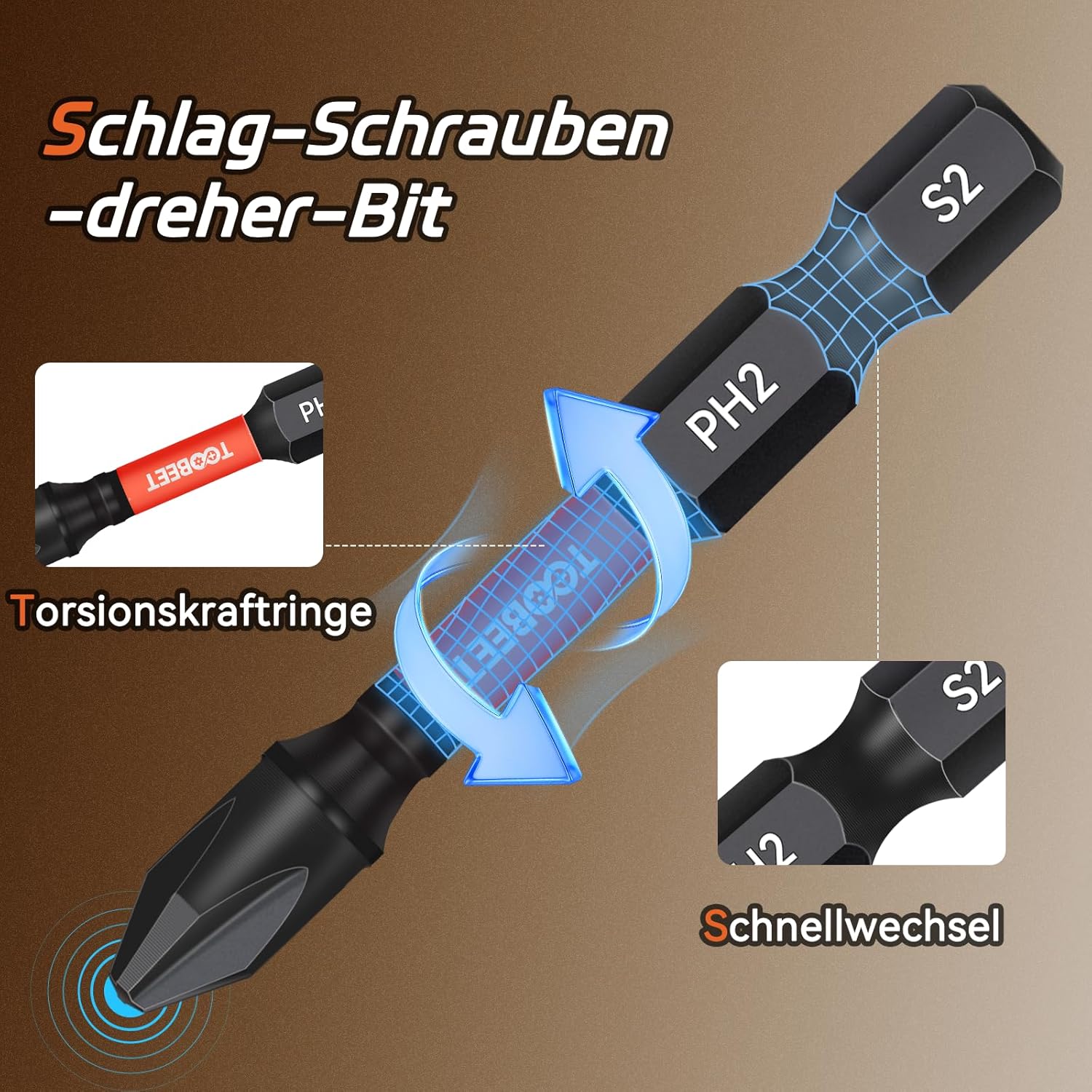 Impact Multi Schraubendreher-Bits-Set, Magnetischen S2-Stahl 50mm 90tlg. (Torx/Phillips/Pozidriv/Schlitz/Inbus) Bits-Set für Schlagwerkzeuge inkl. robuster Aufbewah Ungsbox 5 Impact Multi Schraubendreher-Bits-Set, Magnetischen S2-Stahl 50mm 90tlg. (Torx/Phillips/Pozidriv/Schlitz/Inbus) Bits-Set für Schlagwerkzeuge inkl. robuster Aufbewah Ungsbox – Bild 5
