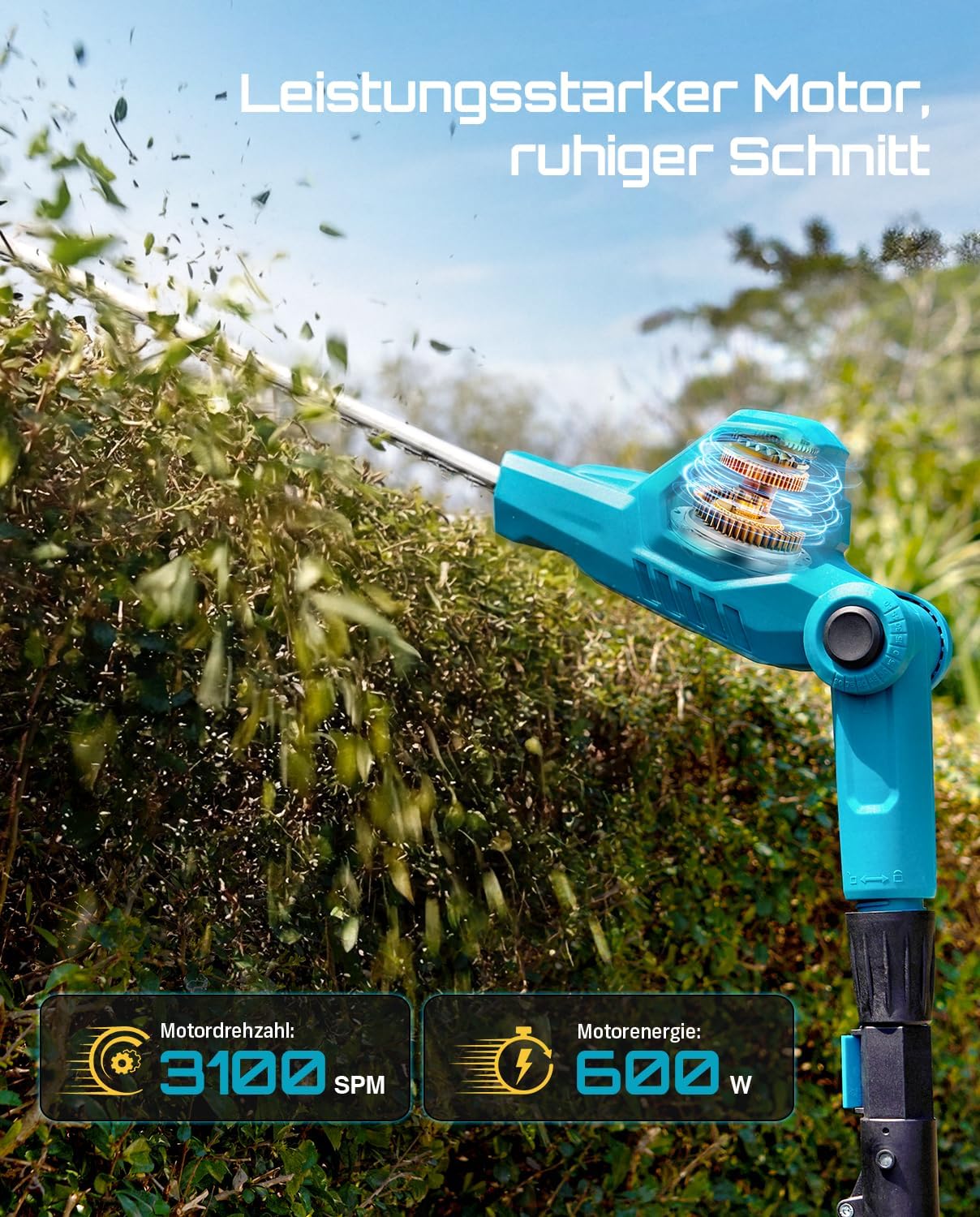 SEESII Akku Heckenschere Teleskop 20 Zoll für Hohe Hecken - 4,4m Reichweite 4 SEESII Akku Heckenschere Teleskop 20 Zoll für Hohe Hecken - 4,4m Reichweite – Bild 4