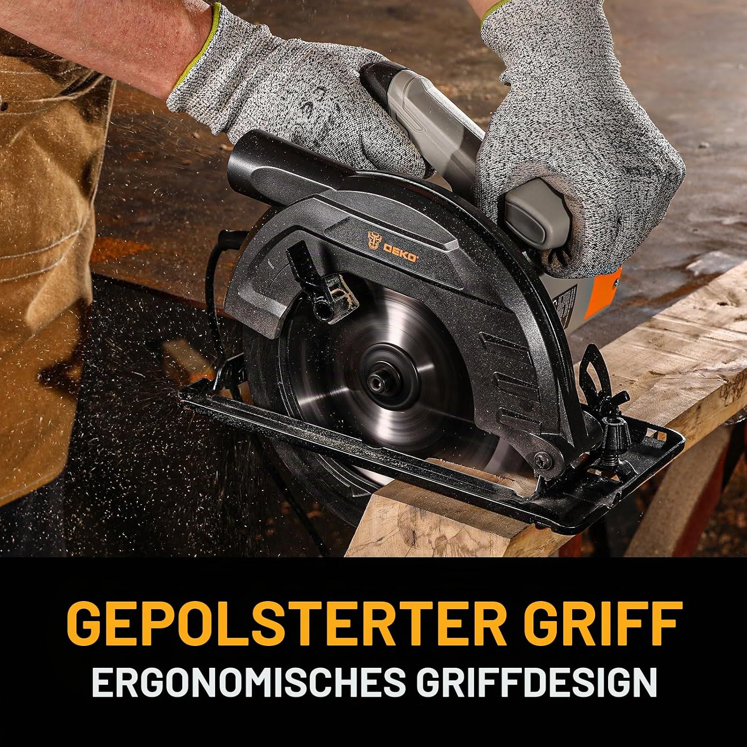 1200W Kreissäge: DEKOPRO Kreissäge mit Führung, 4800 U/min, Sägeblatt Ø165mm (24T), Maximale Schnitttiefe 55mm (90°), 33mm (45°), Inklusive Führung, Ideal zum Schneiden von Holz 4 1200W Kreissäge: DEKOPRO Kreissäge mit Führung, 4800 U/min, Sägeblatt Ø165mm (24T), Maximale Schnitttiefe 55mm (90°), 33mm (45°), Inklusive Führung, Ideal zum Schneiden von Holz – Bild 4