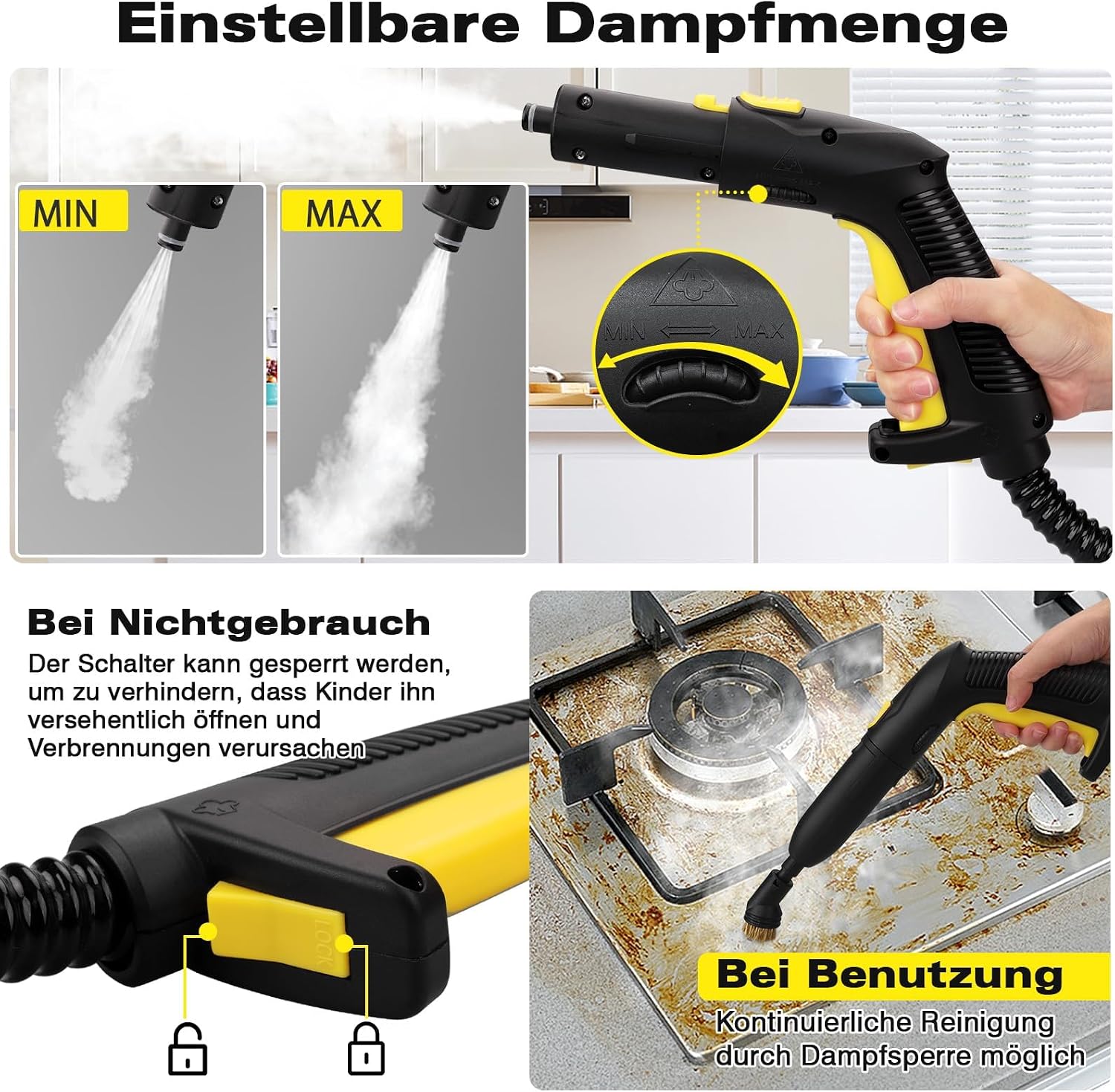 TVD Dampfreiniger, Polstermöbelreiniger, mit 5 m extra Langem Netzkabel 4 TVD Dampfreiniger, Polstermöbelreiniger, mit 5 m extra Langem Netzkabel – Bild 4