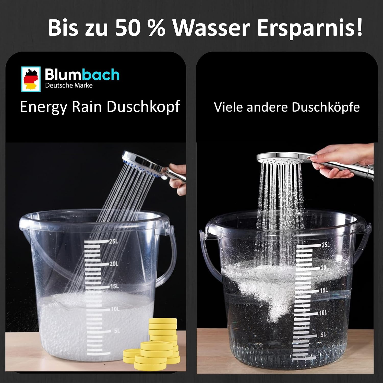 BLUMBACH® Duschkopf wassersparend Energy Rain Shower Head mit 9 Strahlarten 4 BLUMBACH® Duschkopf wassersparend Energy Rain Shower Head mit 9 Strahlarten – Bild 4