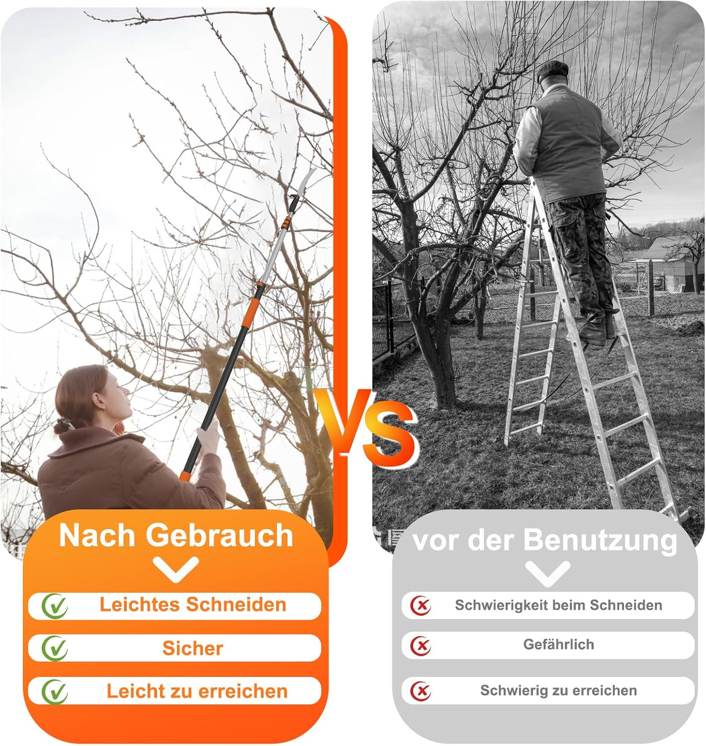 LAANPOLE 6m Astsäge Teleskop für Baumbeschneidung, Säge mit 1,5-6m Teleskopstange Manuelle hochentaster, Baumsäge Teleskop für Gärten, Forstwirtschaft, Landwirtschaft 5 LAANPOLE 6m Astsäge Teleskop für Baumbeschneidung, Säge mit 1,5-6m Teleskopstange Manuelle hochentaster, Baumsäge Teleskop für Gärten, Forstwirtschaft, Landwirtschaft – Bild 5