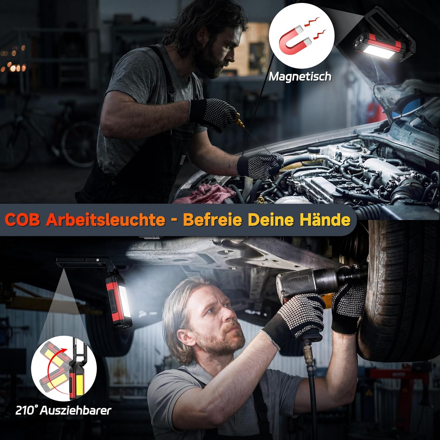 Daphomeu Wiederaufladbare LED Werkstattlampe & Taschenlampe 2 Stück 3 Daphomeu Wiederaufladbare LED Werkstattlampe & Taschenlampe 2 Stück – Bild 3