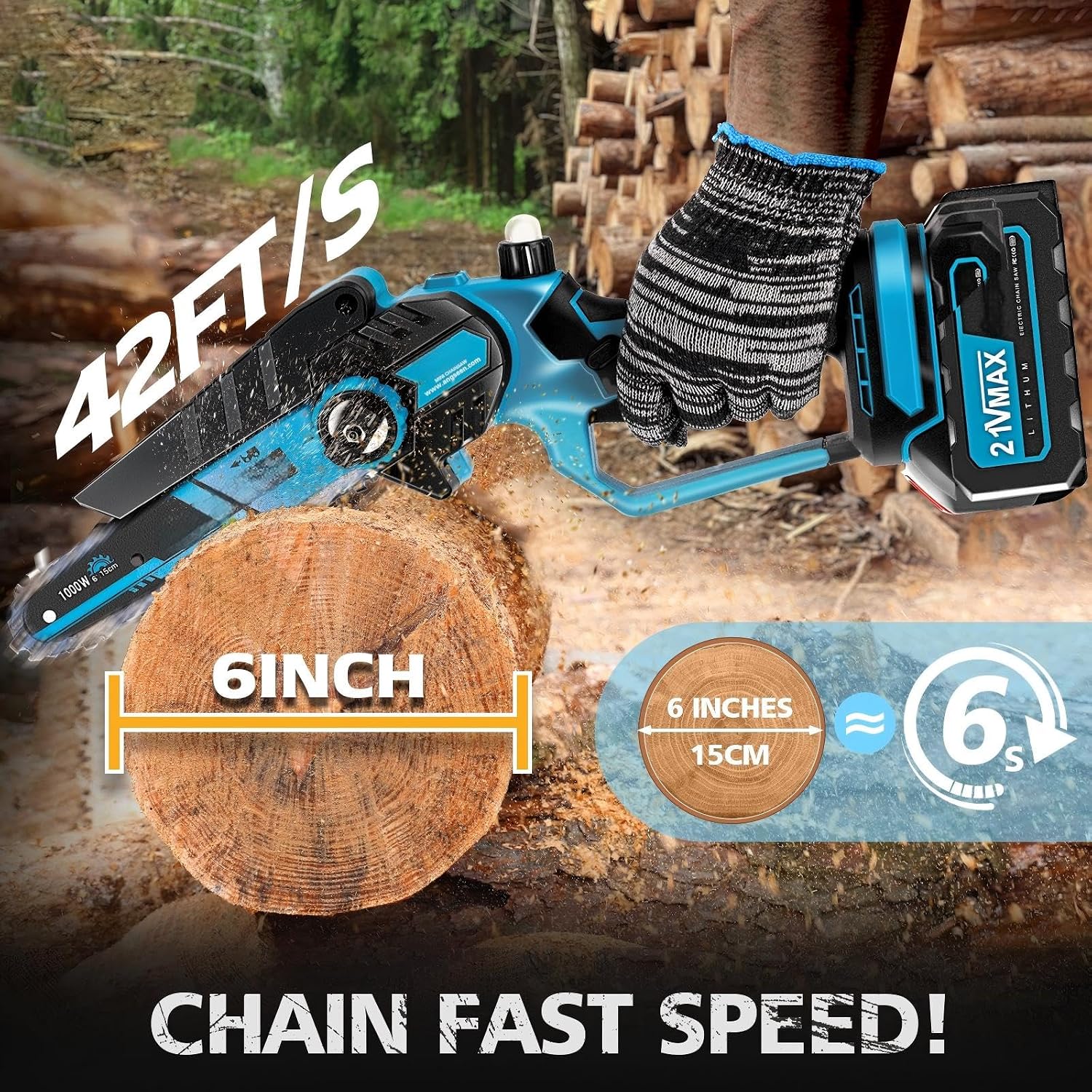 6 Zoll Mini Kettensäge mit Akku,Kettensäge mit 2 * 4000mAh Akku, 1000W Bürstenloser Motor, Öler & Kettens,HandKettensäge für Gartenscheren Astschere Holzschneiden, Geschenke für Männer, Frauen 3 6 Zoll Mini Kettensäge mit Akku,Kettensäge mit 2 * 4000mAh Akku, 1000W Bürstenloser Motor, Öler & Kettens,HandKettensäge für Gartenscheren Astschere Holzschneiden, Geschenke für Männer, Frauen – Bild 3