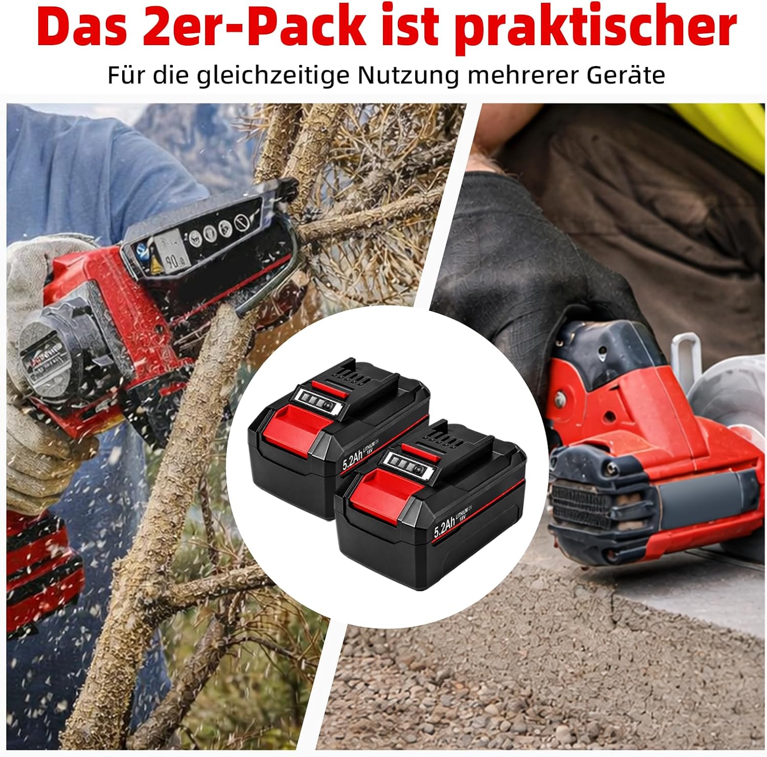 Ersatzakku 18V 5,2Ah Lithium-Ionen für Einhell, 2 Stück 4 Ersatzakku 18V 5,2Ah Lithium-Ionen für Einhell, 2 Stück – Bild 4