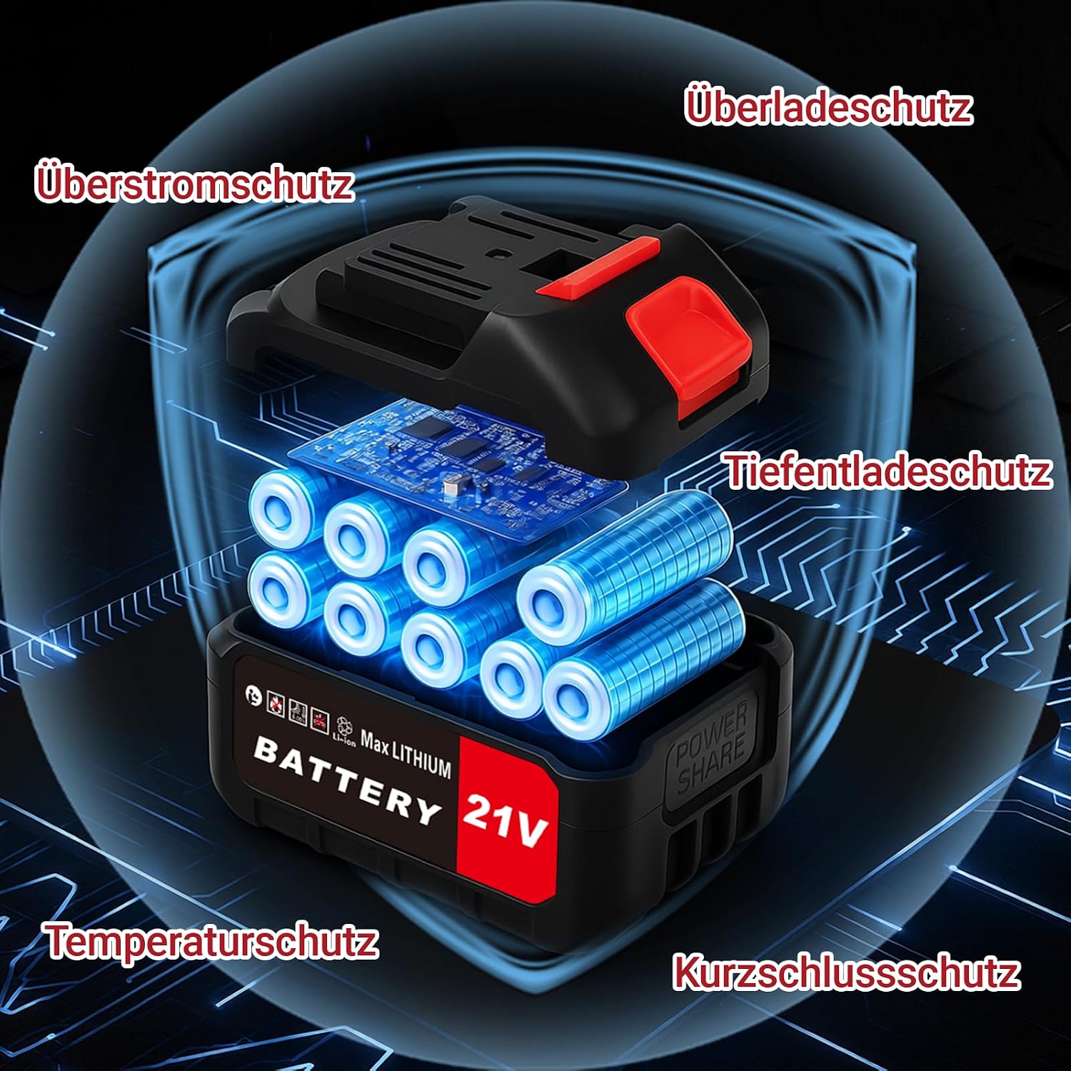 16 Zoll Akku-Kettensäge, Kettensäge mit 4 * 4000 mAh Akku, 2200W Bürstenlose Kettensäges mit automatischer Kettenschmierung und Kettenbremse Zum Fällen 5 16 Zoll Akku-Kettensäge, Kettensäge mit 4 * 4000 mAh Akku, 2200W Bürstenlose Kettensäges mit automatischer Kettenschmierung und Kettenbremse Zum Fällen – Bild 5