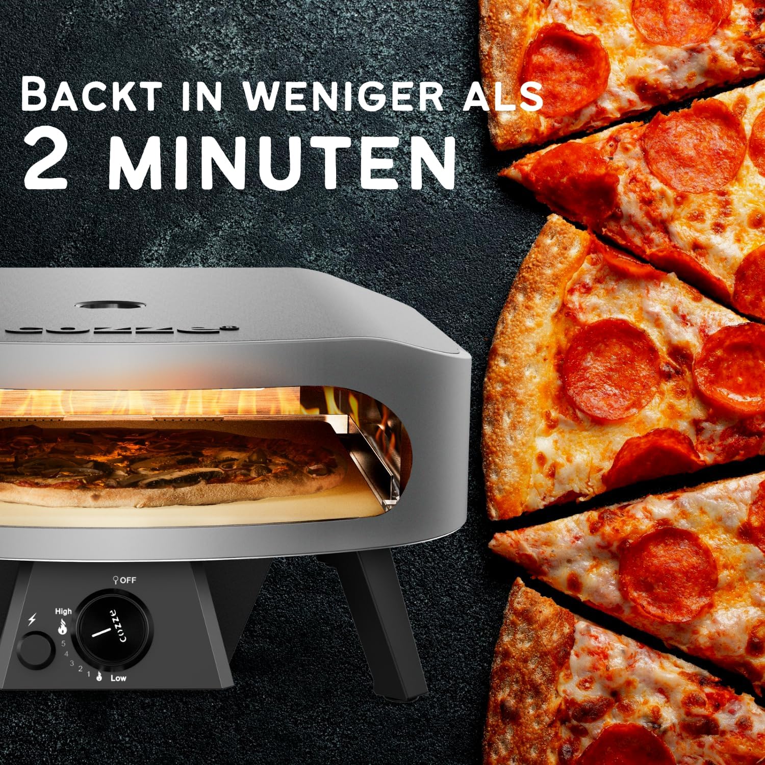 cozze 17" Großer Pizzaofen Gas Outdoor (50mbar) - Pizza Backofen mit Regulator für Familienpizzen – Inkl. Gasschlauch & Regler – 8,0 kW U-Brenner – für Garten & Terrasse 2 cozze 17" Großer Pizzaofen Gas Outdoor (50mbar) - Pizza Backofen mit Regulator für Familienpizzen – Inkl. Gasschlauch & Regler – 8,0 kW U-Brenner – für Garten & Terrasse – Bild 2