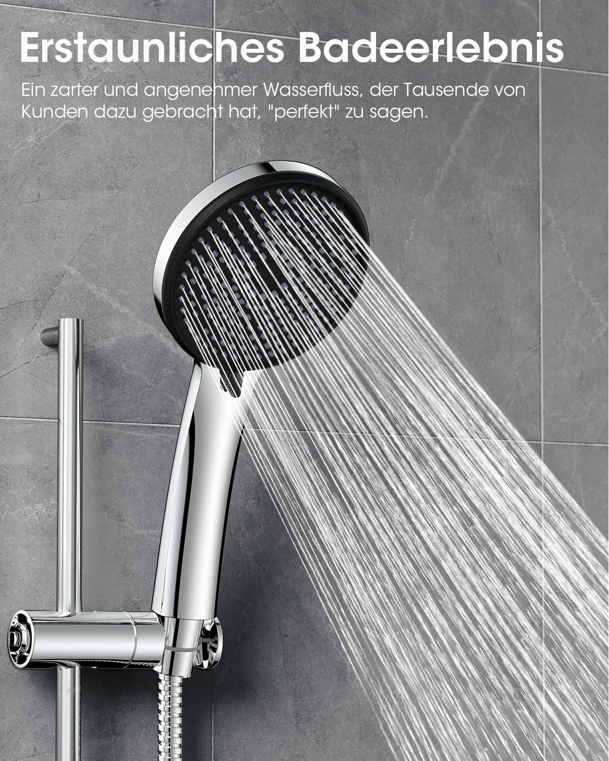 FASDUNT Duschkopf mit Schlauch 2M, Hochdruck Handbrause Wassersparend 2 FASDUNT Duschkopf mit Schlauch 2M, Hochdruck Handbrause Wassersparend – Bild 2