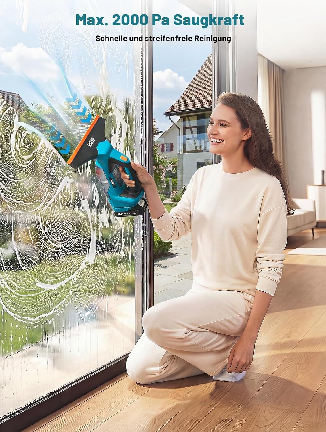 Fenstersauger mit 60 Minuten Akkulaufzeit für Fenster, Fliesen und Spiegel 2 Fenstersauger mit 60 Minuten Akkulaufzeit für Fenster, Fliesen und Spiegel – Bild 2