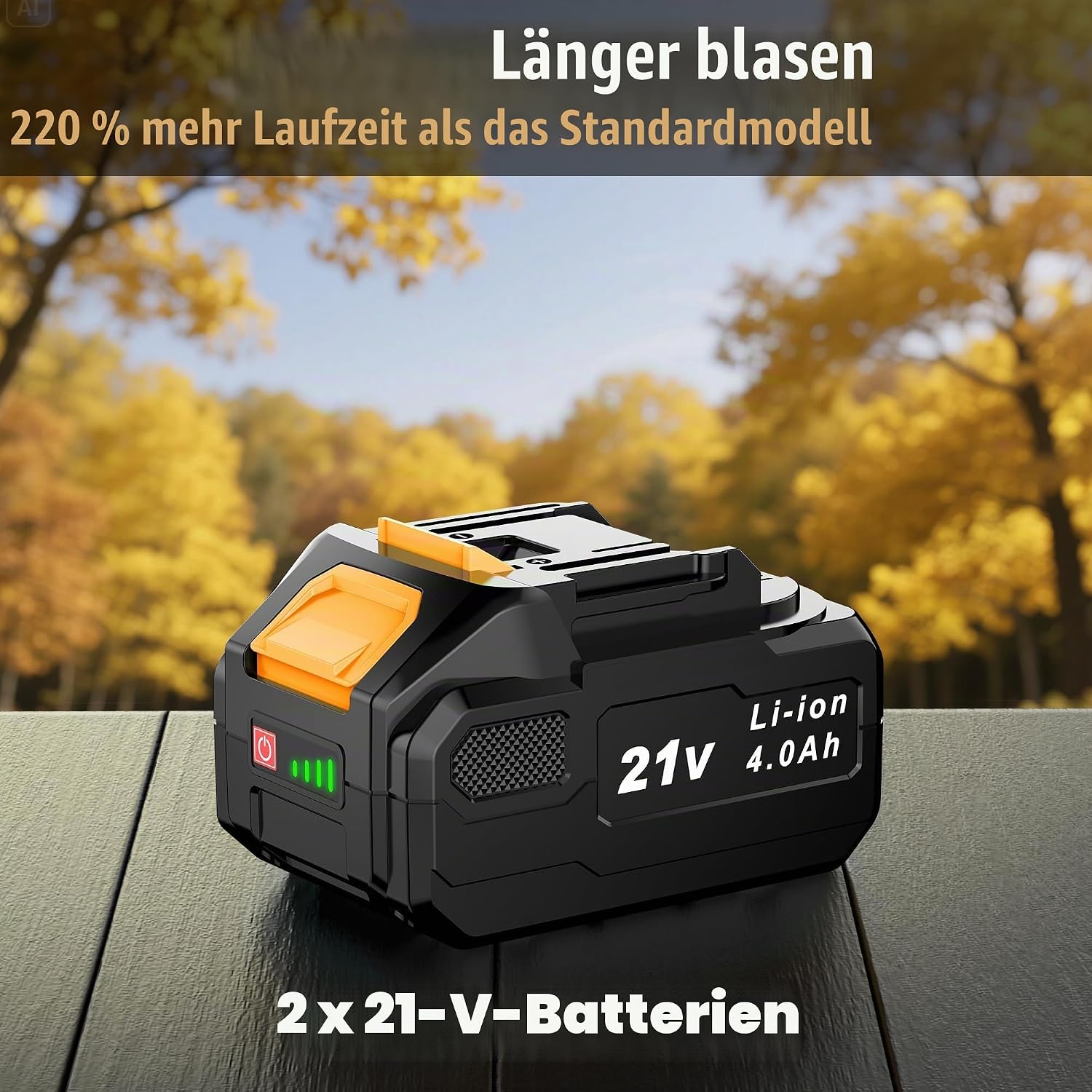 Laubbläser Akku, 21V Laubbläser mit 2 × 4,0 Ah Akkus, 3 Stufen 4 Laubbläser Akku, 21V Laubbläser mit 2 × 4,0 Ah Akkus, 3 Stufen – Bild 4