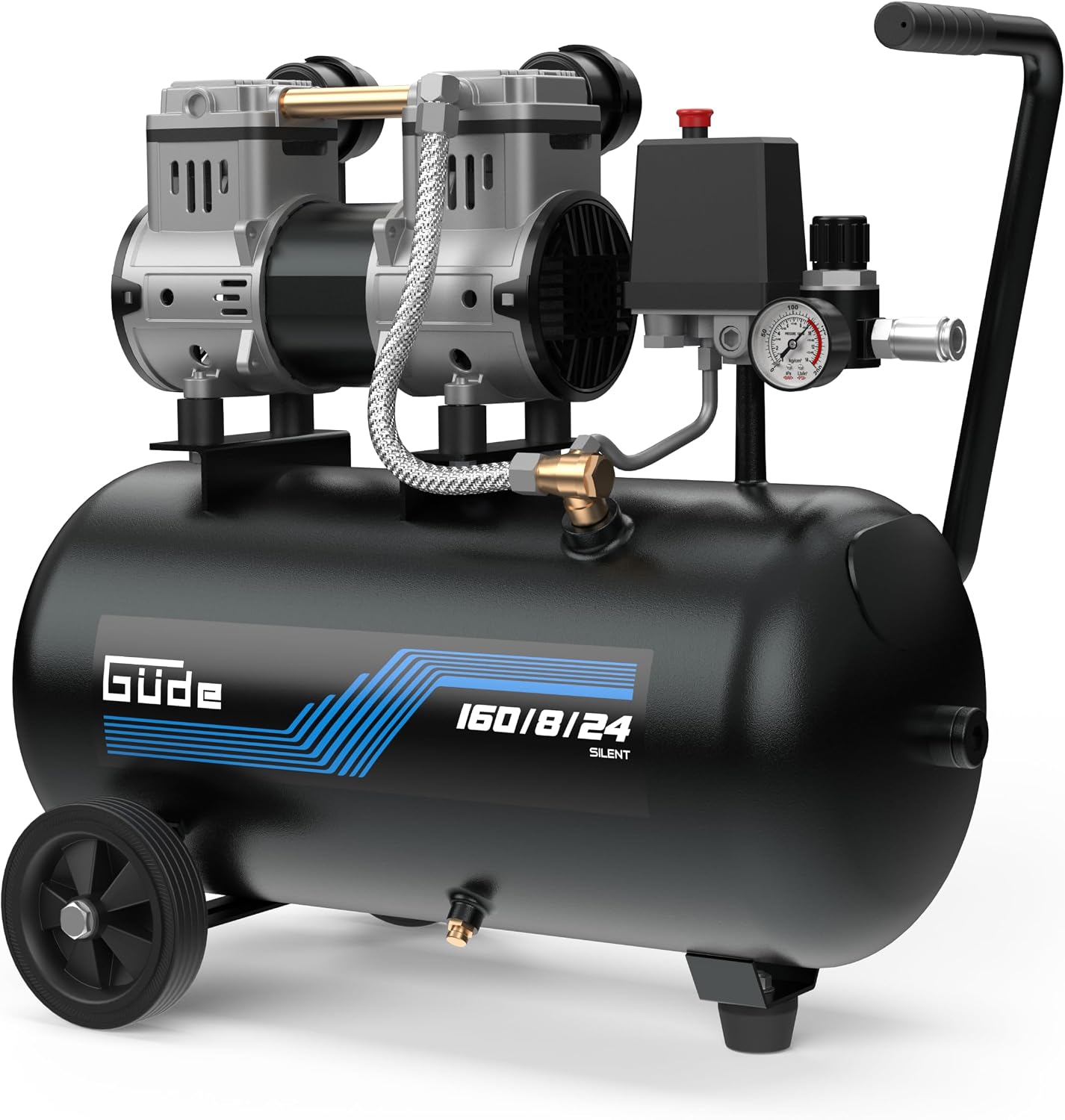 Güde Kompressor Airpower 160/8/24 SILENT, 1100 Watt Induktionsmotor, 8 bar
