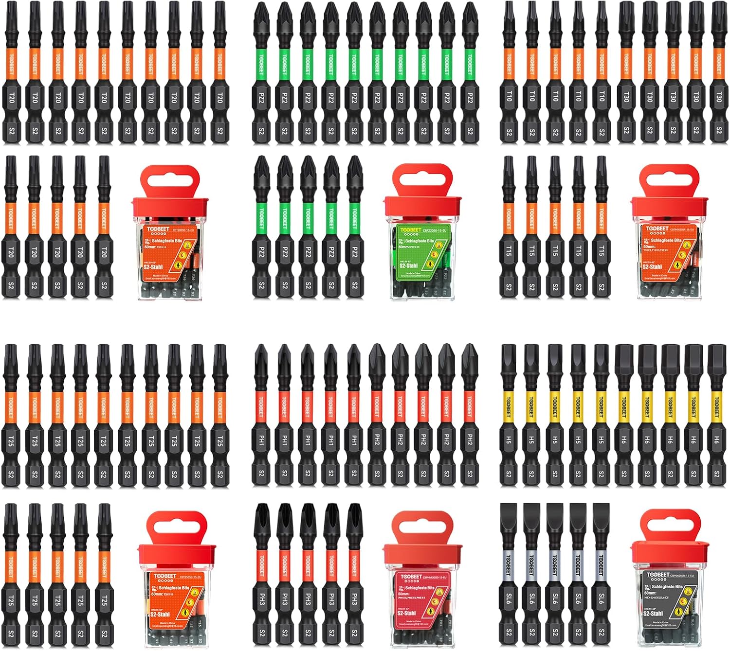 Impact Multi Schraubendreher-Bits-Set, Magnetischen S2-Stahl 50mm 90tlg. (Torx/Phillips/Pozidriv/Schlitz/Inbus) Bits-Set für Schlagwerkzeuge inkl. robuster Aufbewah Ungsbox 1 Impact Multi Schraubendreher-Bits-Set, Magnetischen S2-Stahl 50mm 90tlg. (Torx/Phillips/Pozidriv/Schlitz/Inbus) Bits-Set für Schlagwerkzeuge inkl. robuster Aufbewah Ungsbox