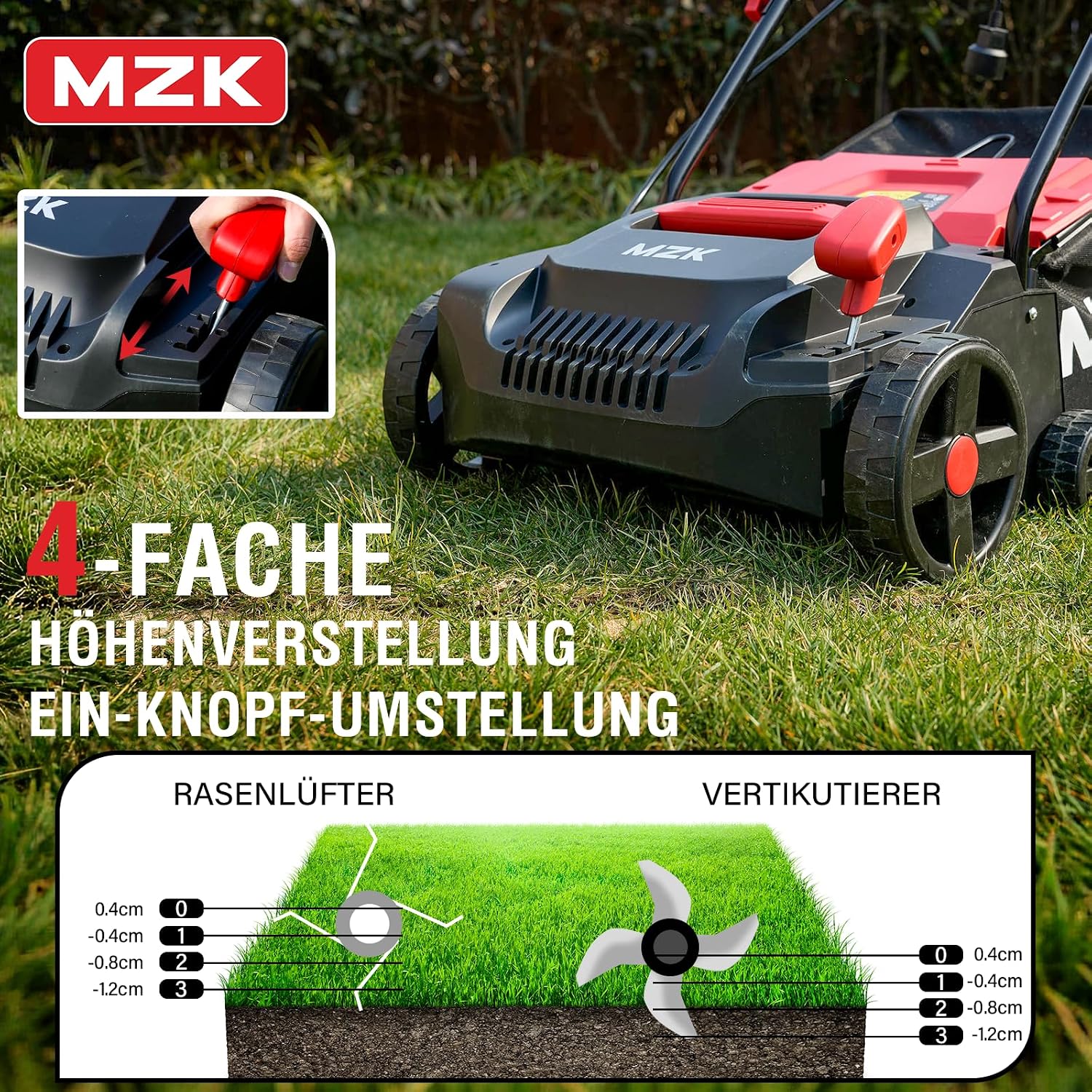 MZK Elektro Vertikutierer & Rasenlüfter, 33 cm, 2-in-1, 30L 3 MZK Elektro Vertikutierer & Rasenlüfter, 33 cm, 2-in-1, 30L – Bild 3