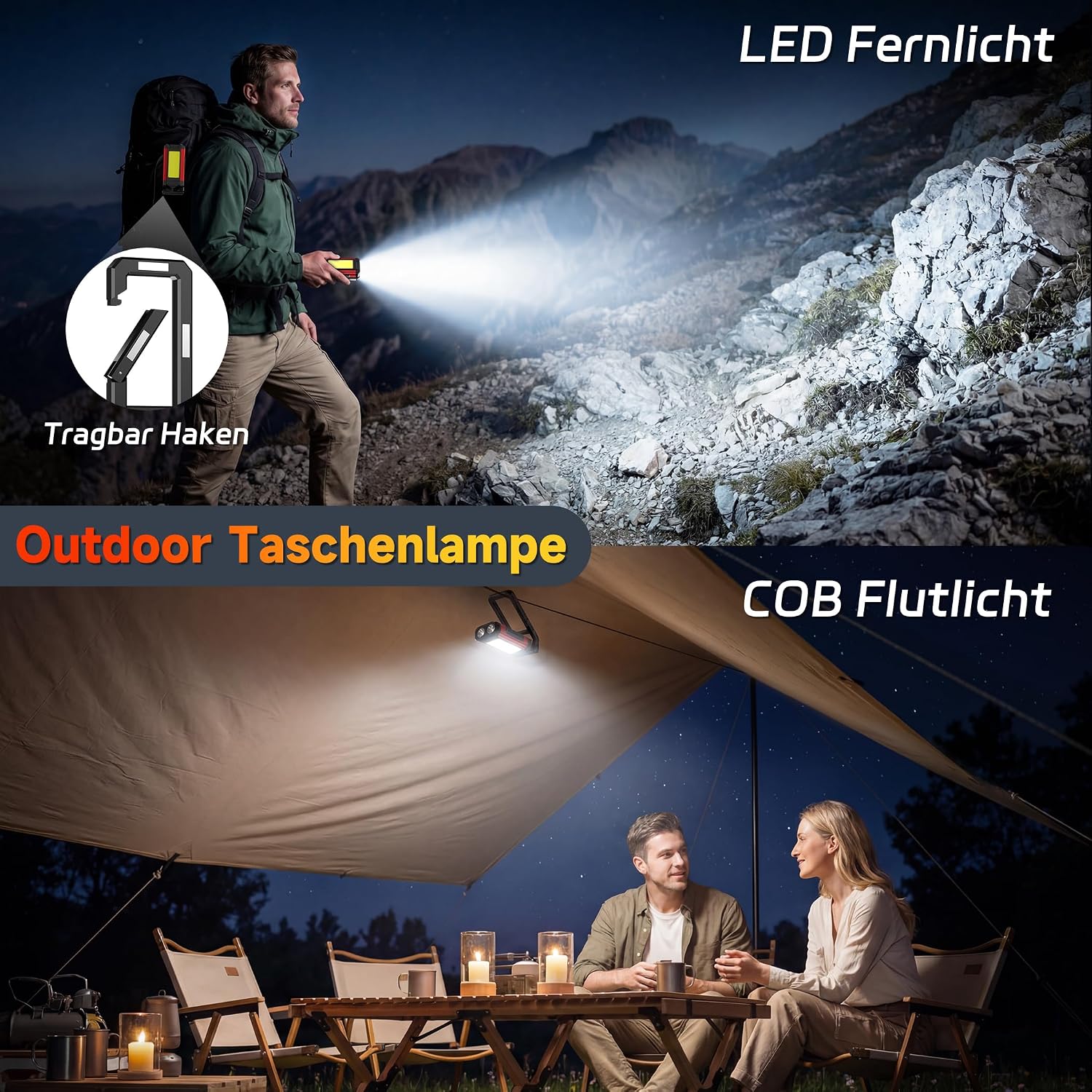 Daphomeu Wiederaufladbare LED Werkstattlampe & Taschenlampe 2 Stück 4 Daphomeu Wiederaufladbare LED Werkstattlampe & Taschenlampe 2 Stück – Bild 4