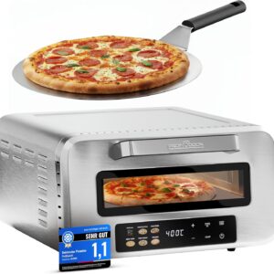 ProfiCook® Pizzaofen elektrisch | 400°C | echter Pizzastein | inkl. Pizzaheber | variable Zeit und Temperatureinstellung | Pizza Ofen Elektro | für Pizza in unter 5 min. | Pizzamaker | PC PO 1323